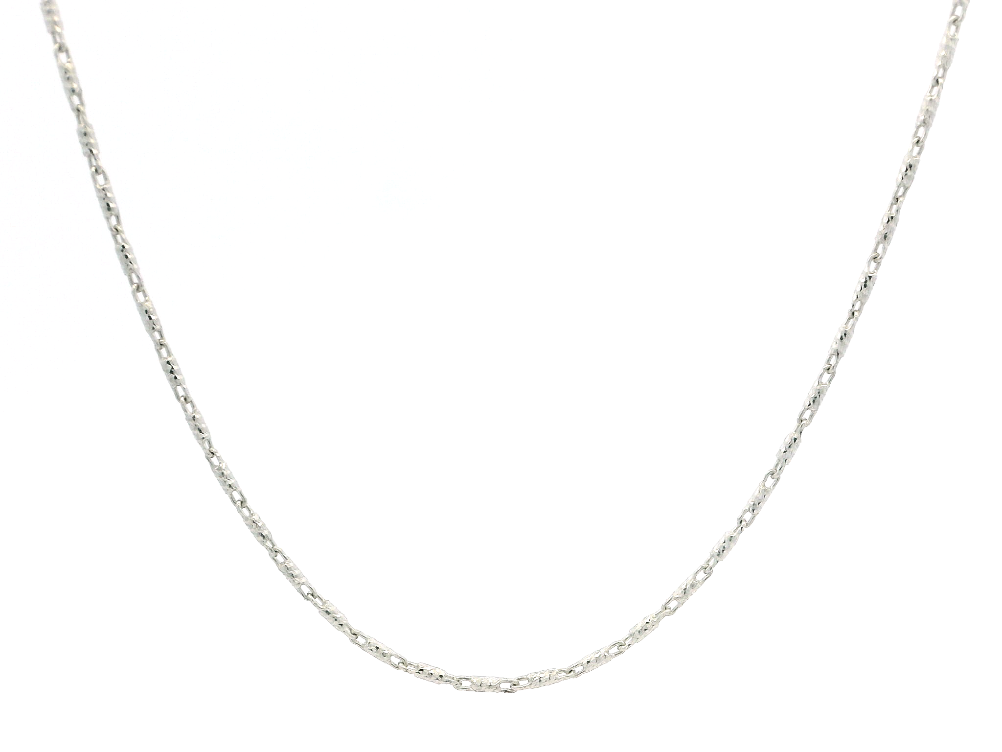 18ct White Gold Fancy Link Chain with Lobster Clasp | Chic & Elegant Necklace | 18 Inches