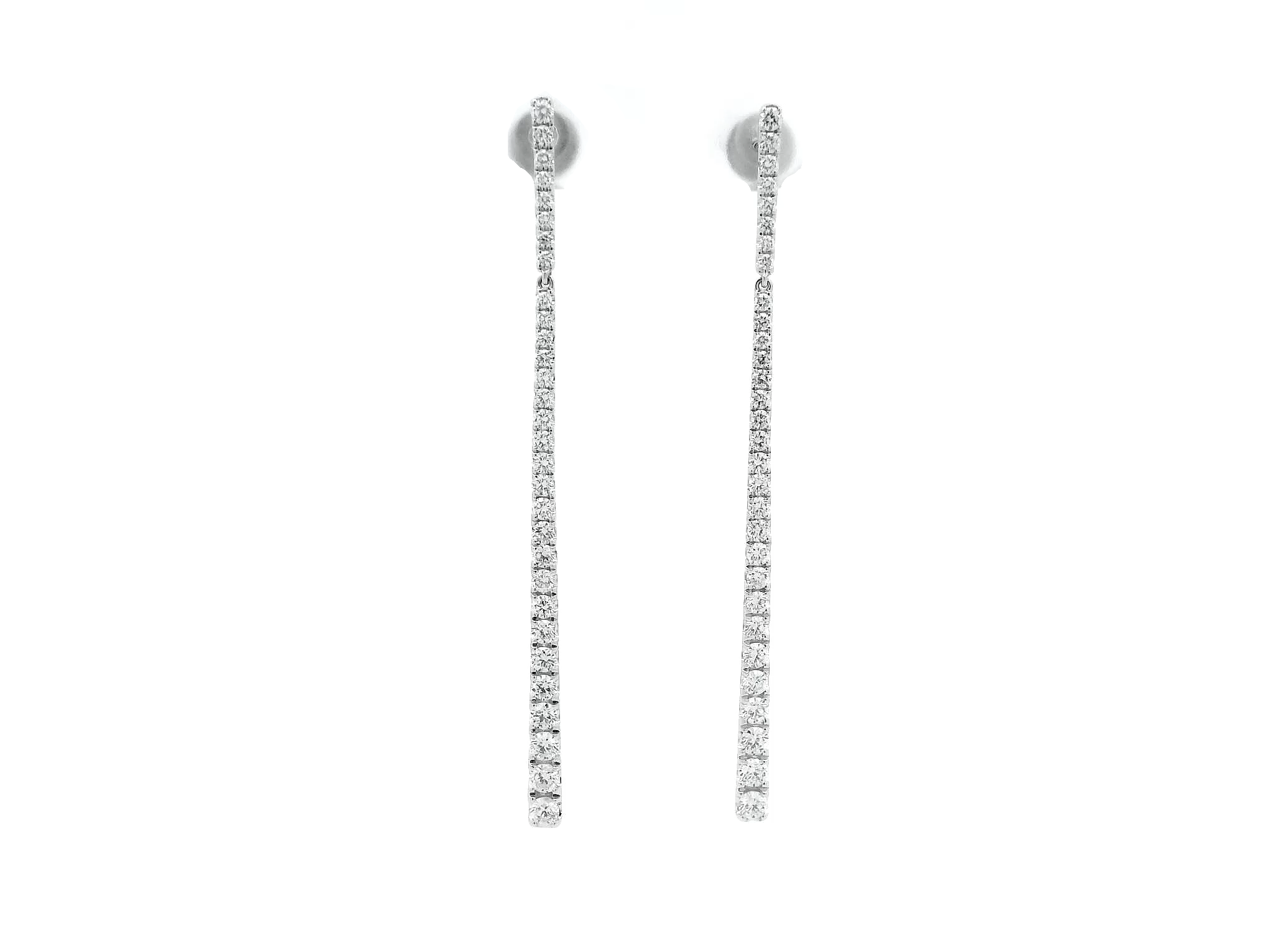 18ct White Gold Diamond Drop Earrings - Elegant Push Back Closure