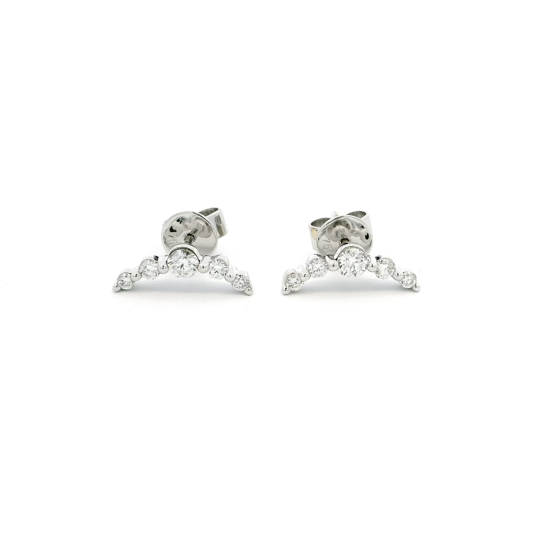 18ct White Gold Diamond Earrings with Push Back Closure – Elegant and Timeless Design