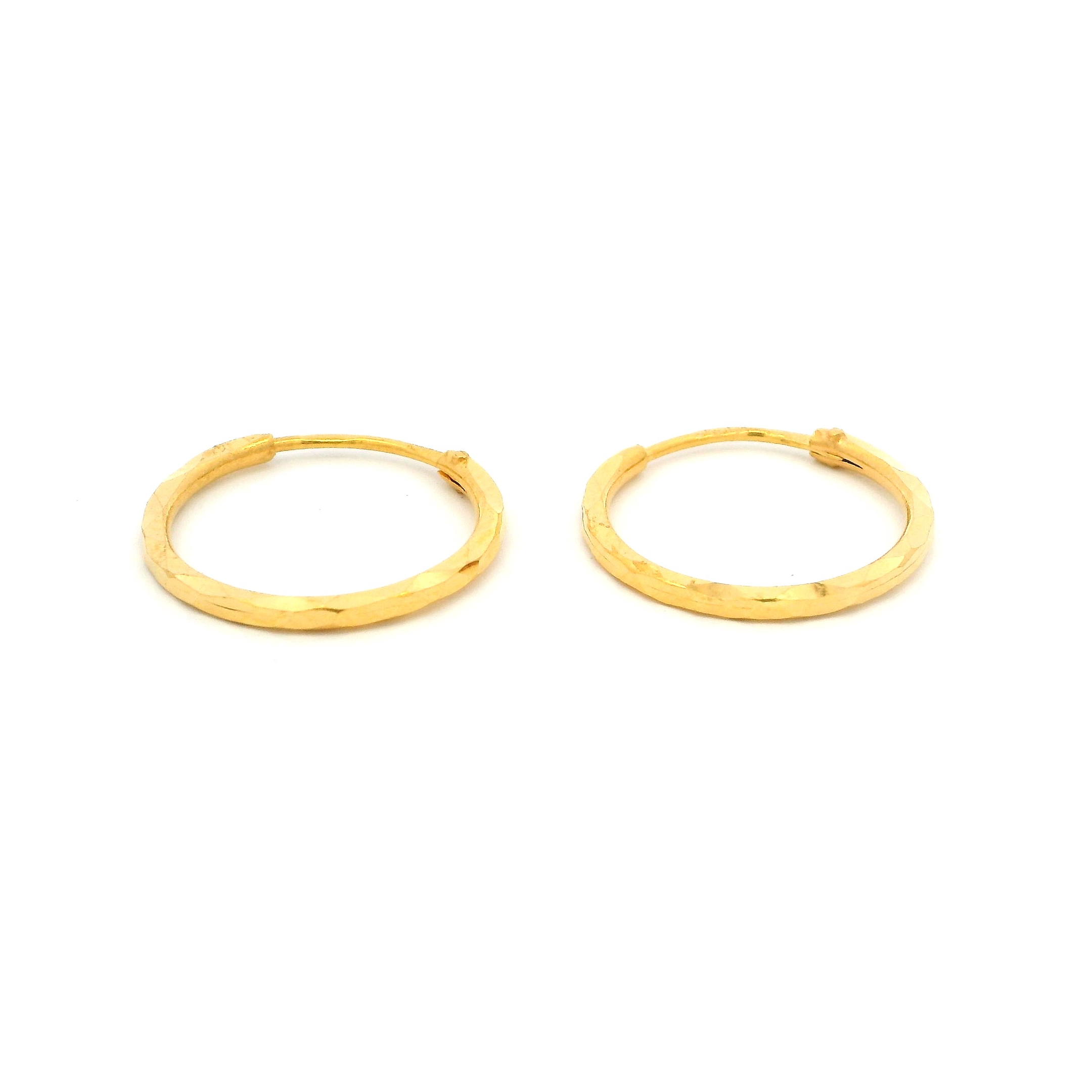 22ct Yellow Gold Faceted Hoop Earrings – Classic and Elegant Design