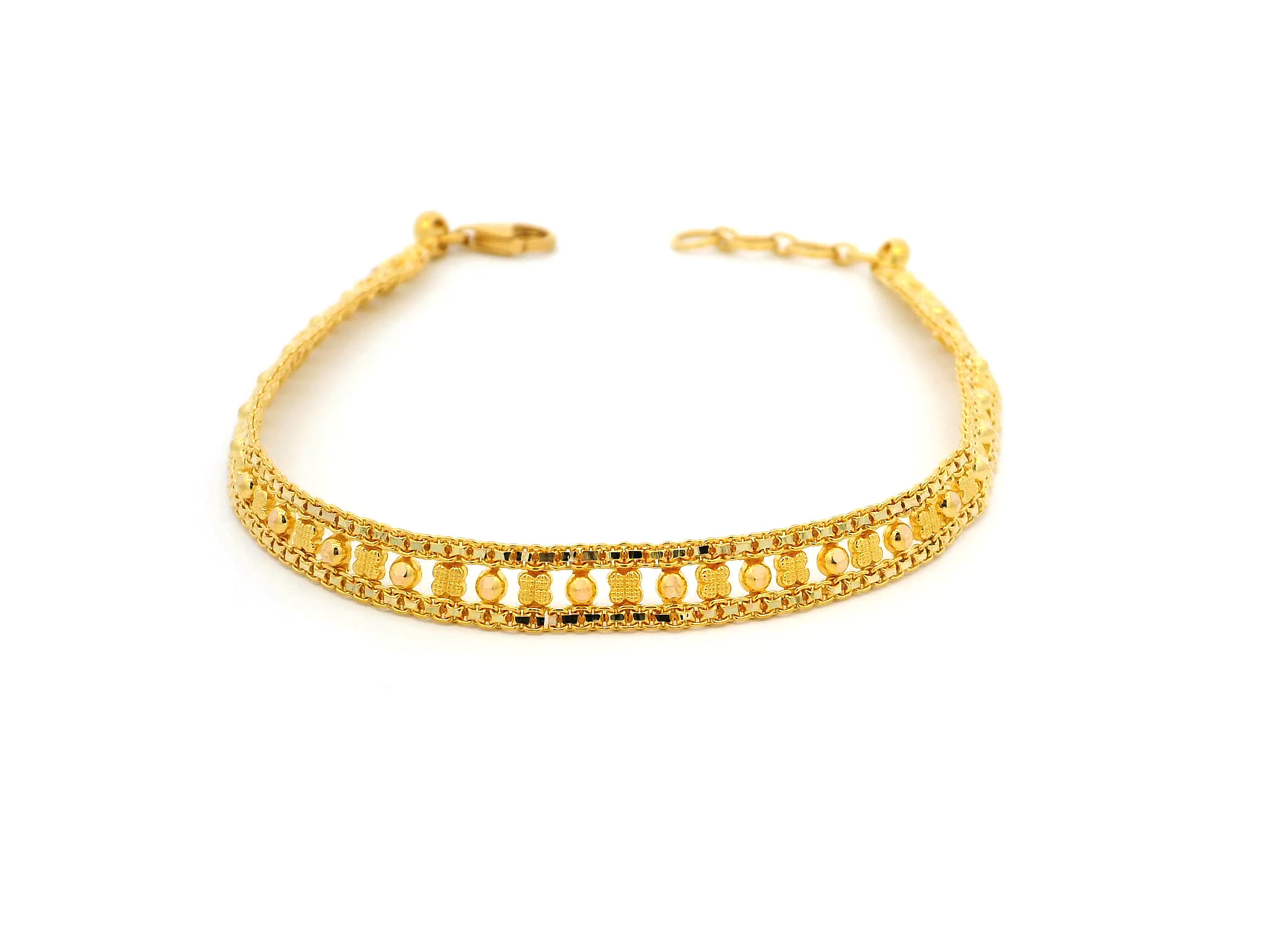 22ct Yellow Gold Flat Bracelet with Intricate Filigree Work Design – Elegant Fine Jewellery