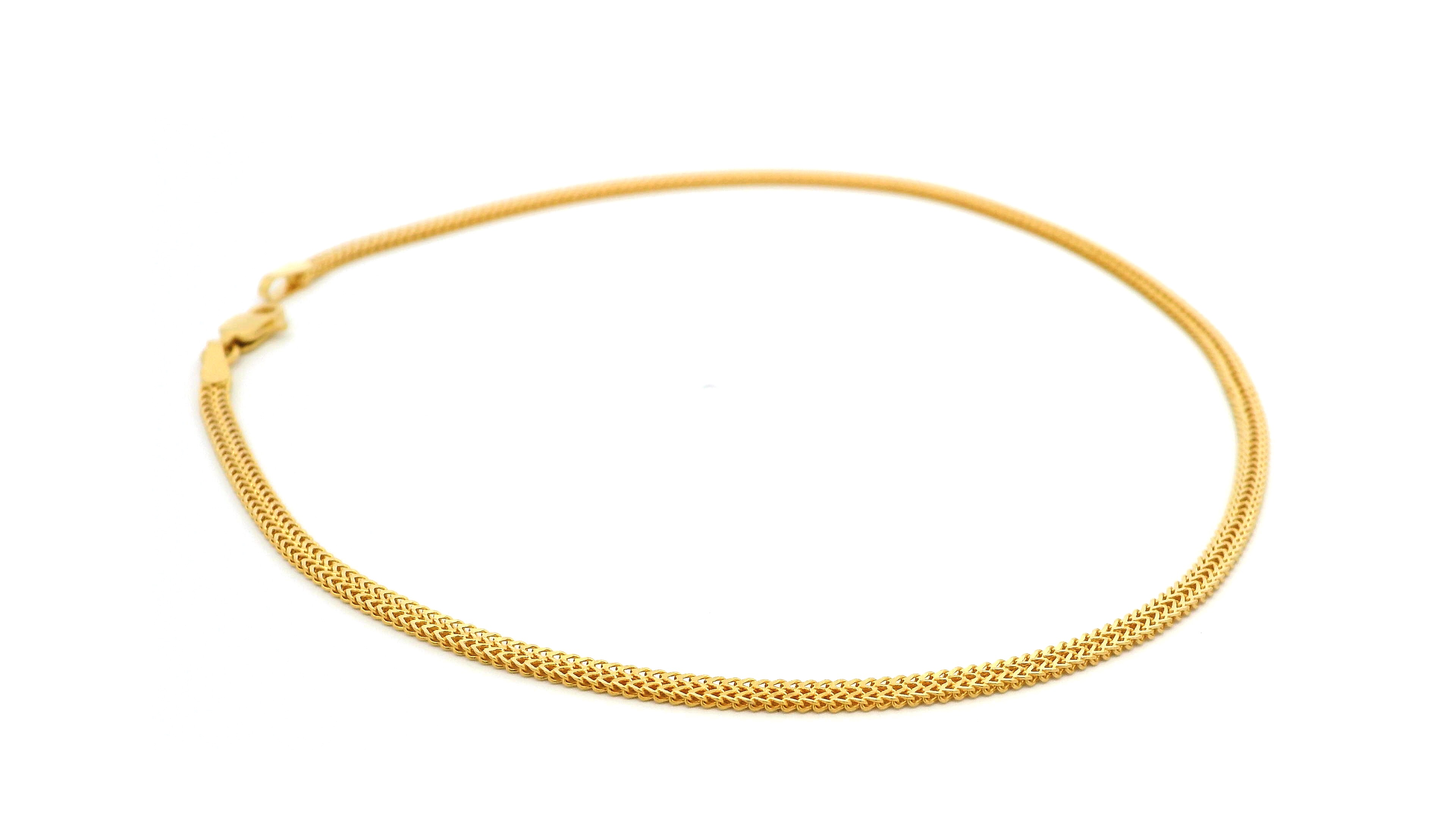 22ct Yellow Gold Anklet in Flat Chain Design with Lobster Clasp