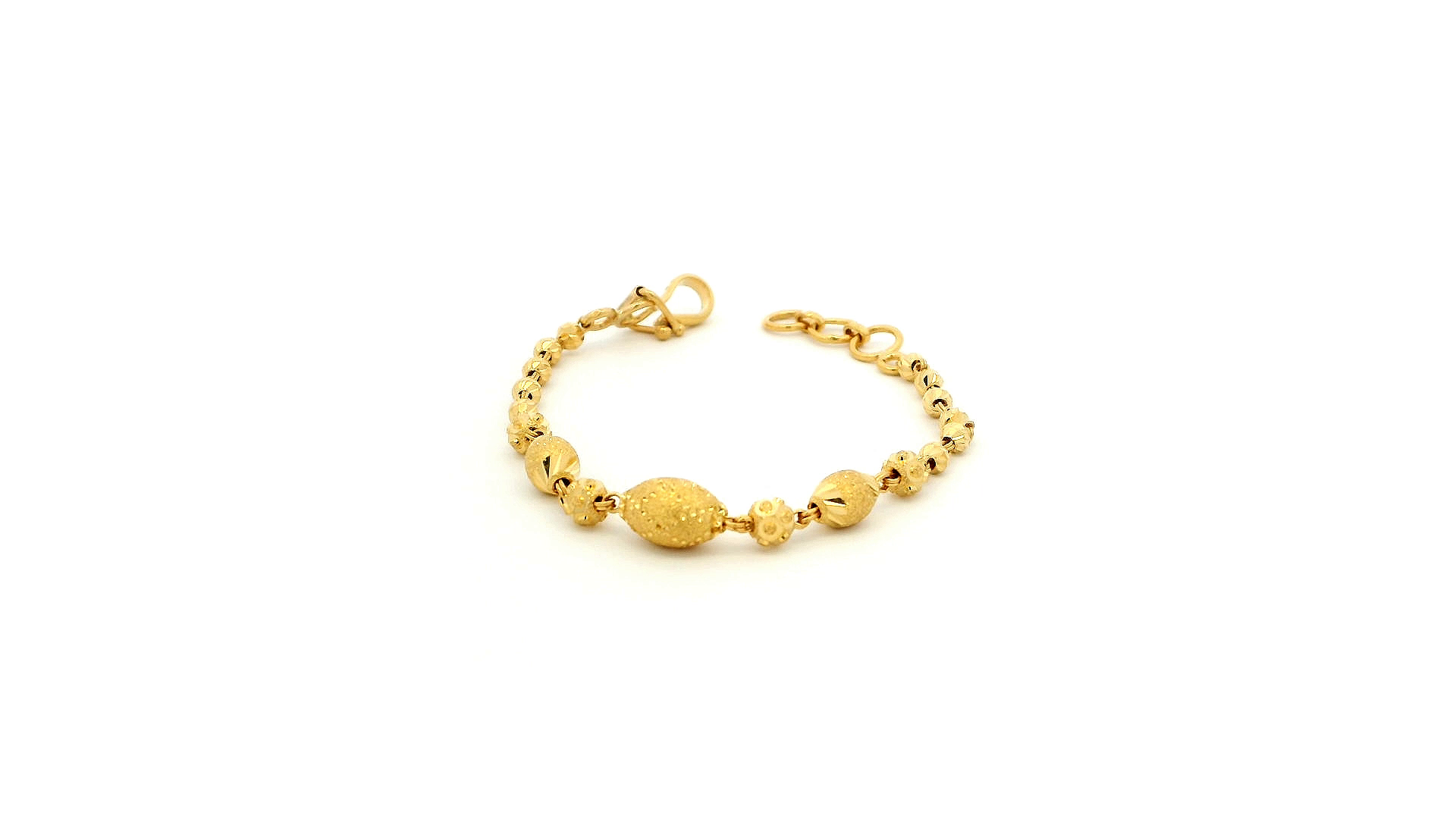 22ct Yellow Gold Children's Bracelet – Diamond-Cut Beads with 'U' Hook Clasp | Adorable Kids Jewellery