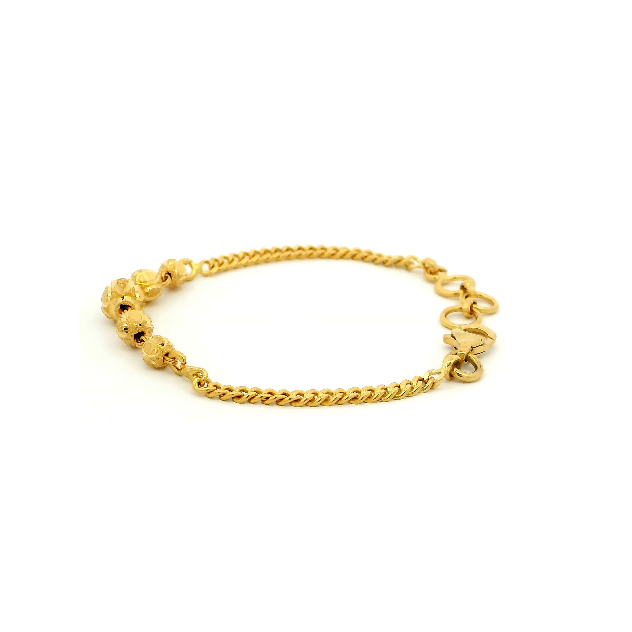 22ct Yellow Gold Children's Bracelet – Diamond-Cut Beads with Lobster Claw Clasp | Stylish & Durable