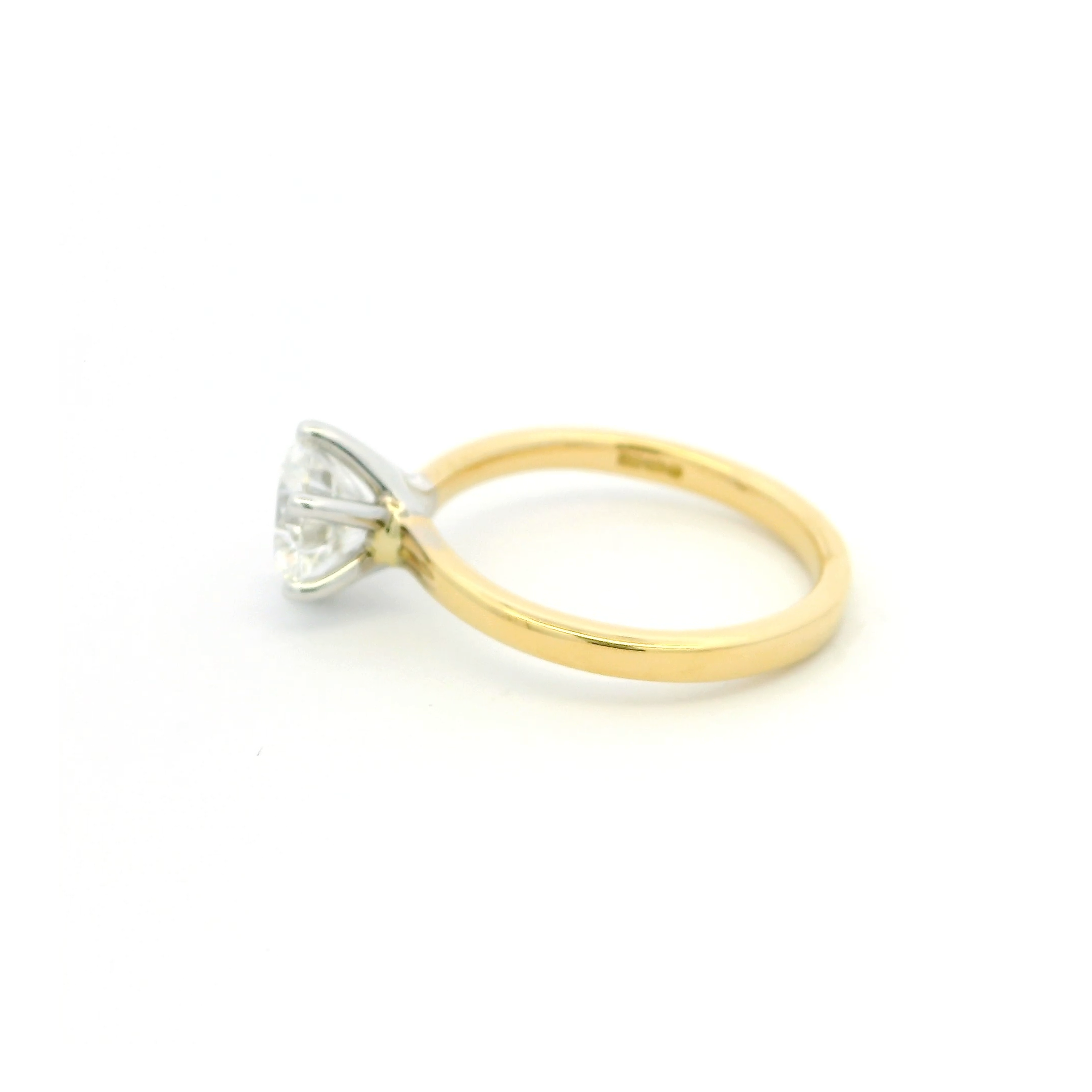 18ct Yellow Gold Laboratory Grown Solitaire Engagement Ring – Six Claw Setting Diamond Ring