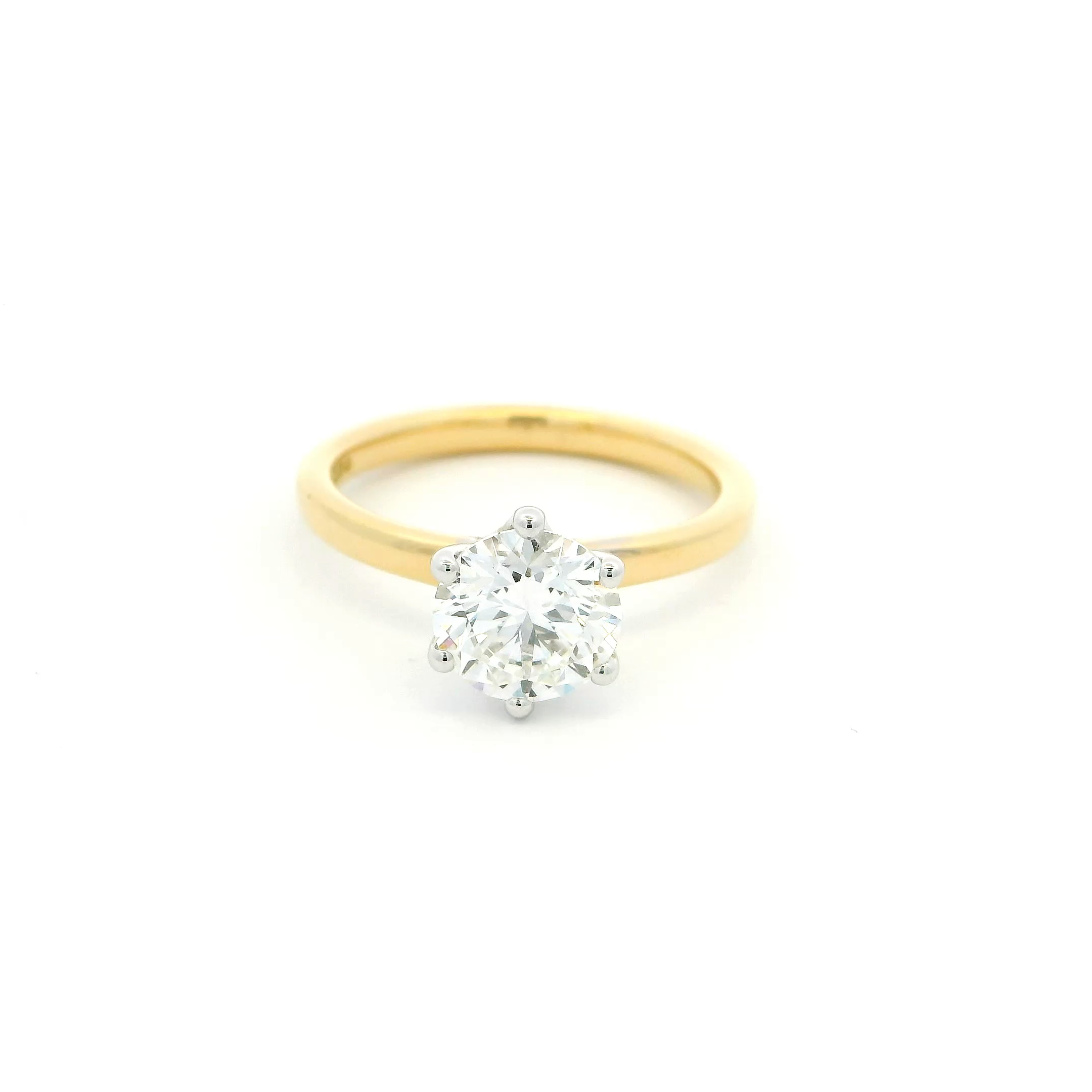 18ct Yellow Gold Laboratory Grown Solitaire Engagement Ring – Six Claw Setting Diamond Ring