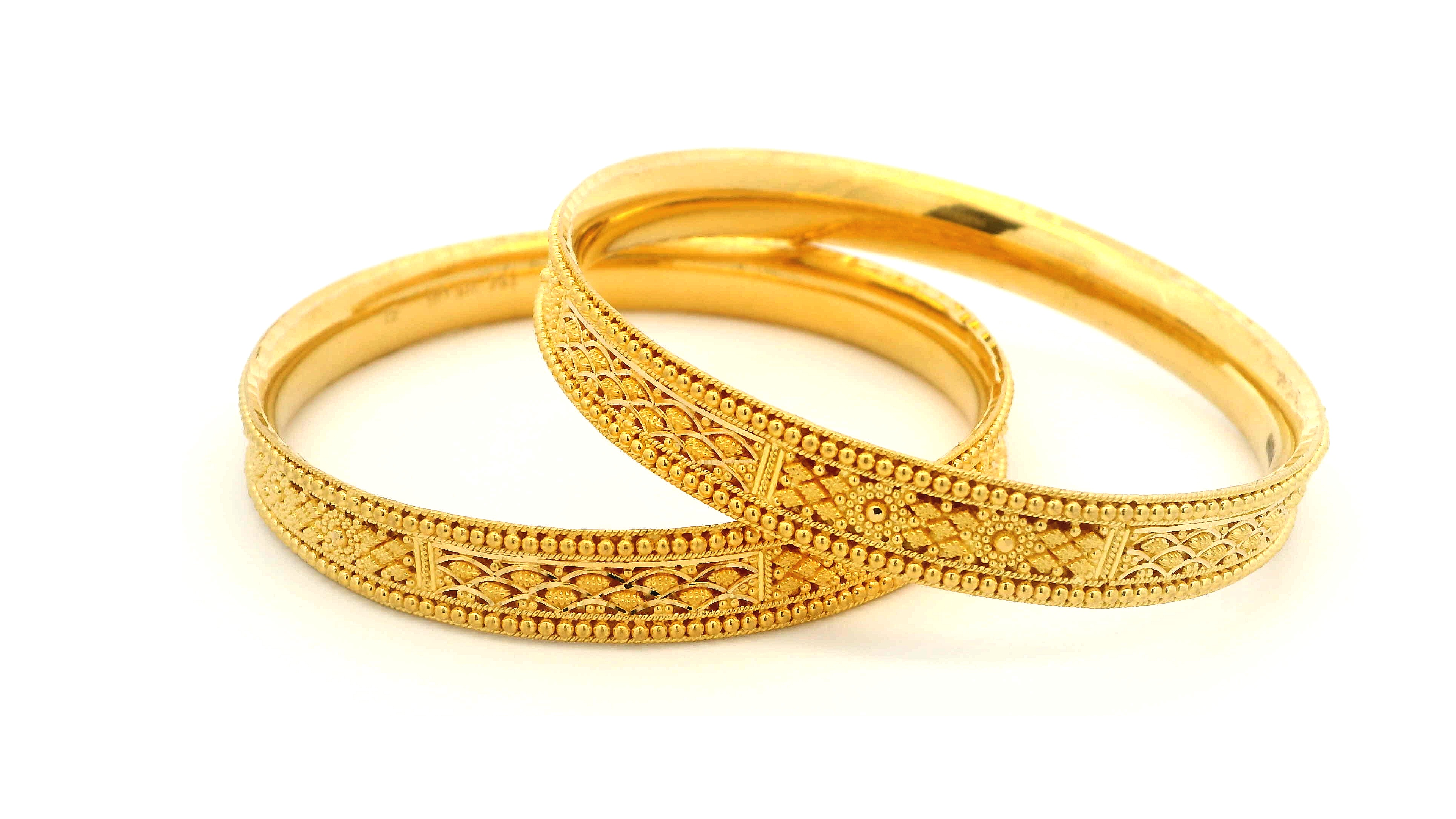 22ct Yellow Gold Filigree Bangle Set of 6 – Elegant Comfort Fit Bangles