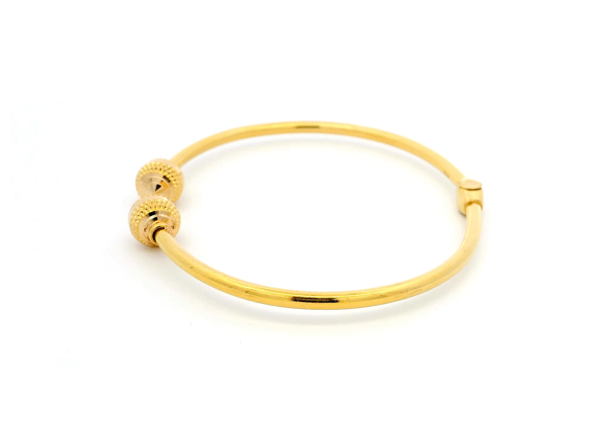 22ct Yellow Gold Torque Bangle with Diamond-Cut Beads | Exquisite Gold Bracelet