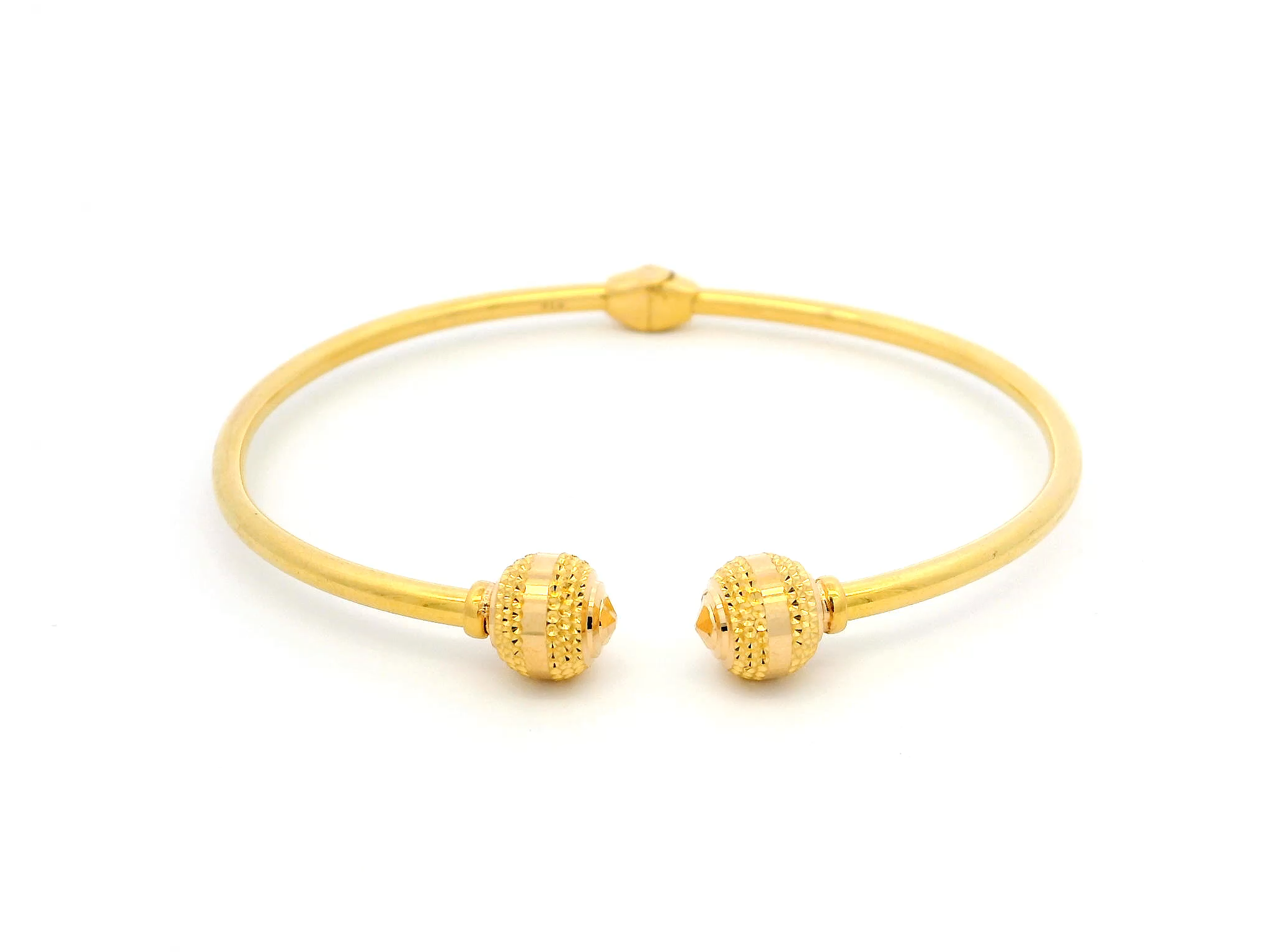 22ct Yellow Gold Torque Bangle with Diamond-Cut Beads | Exquisite Gold Bracelet