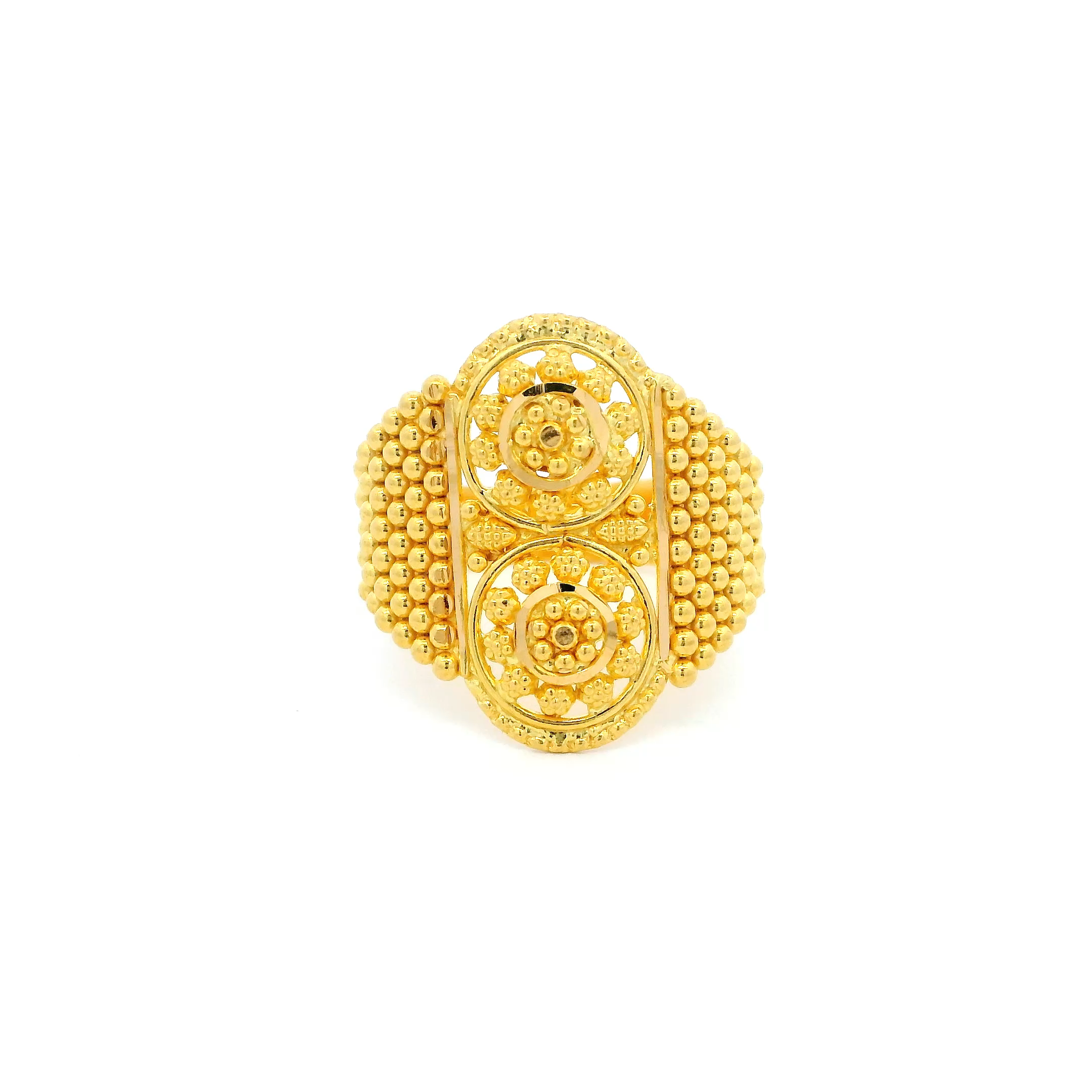 22ct Yellow Gold Ladies Ring with Exquisite Filigree Work Design | Size O 1/2