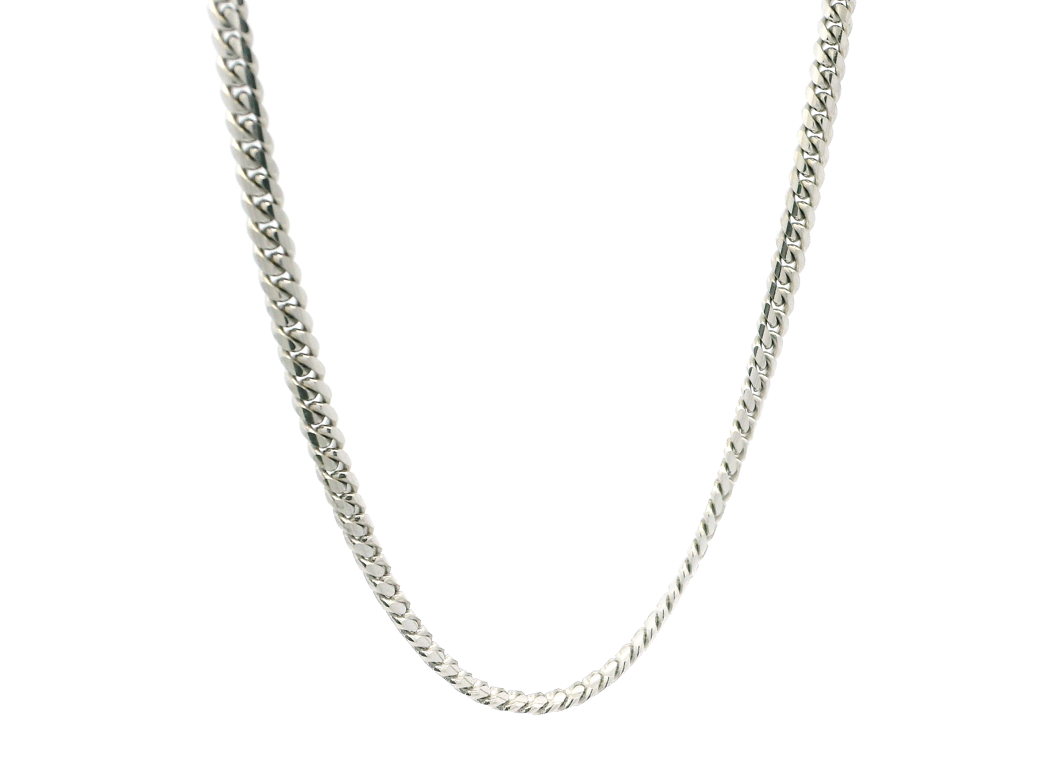 18ct White Gold Cuban Chain with Open Box Clasp | Premium Luxury Necklace | 20 Inches