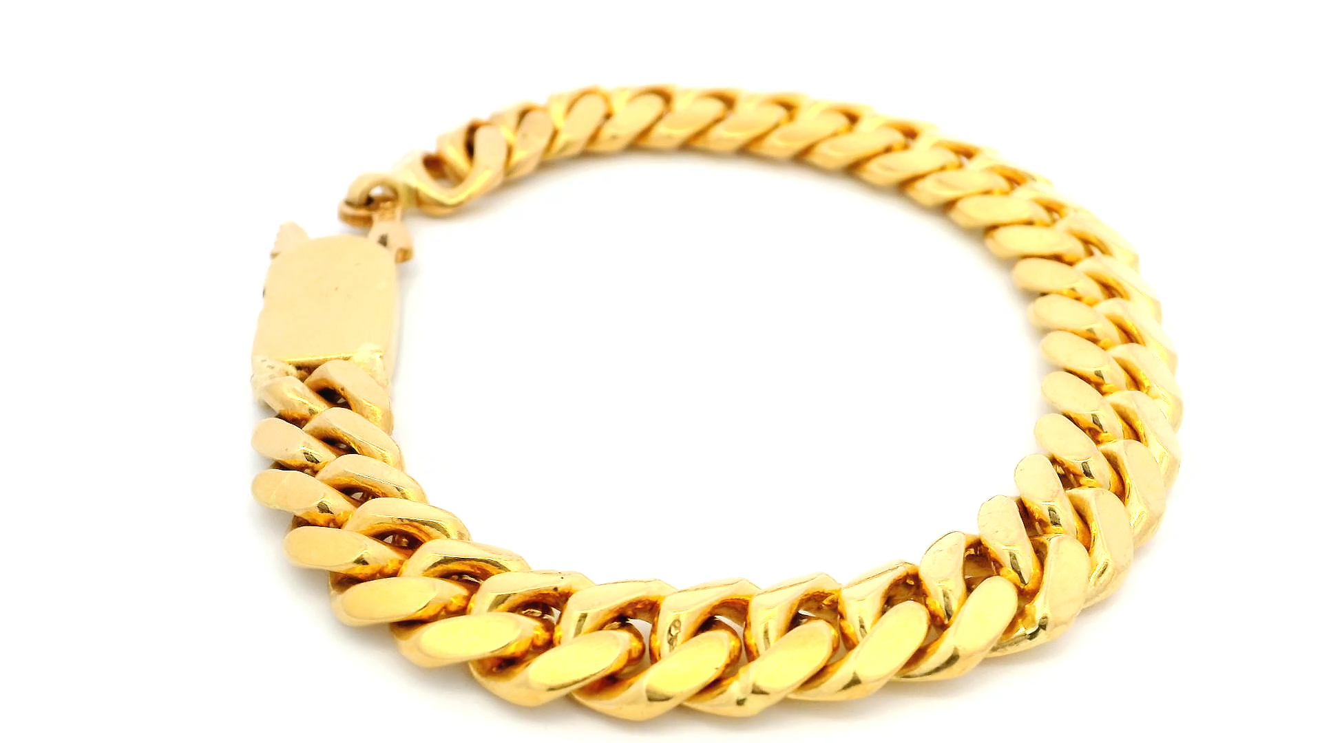 22ct Yellow Gold Solid Miami Cuban Link Bracelet with U Hook Clasp - Elegant & Durable