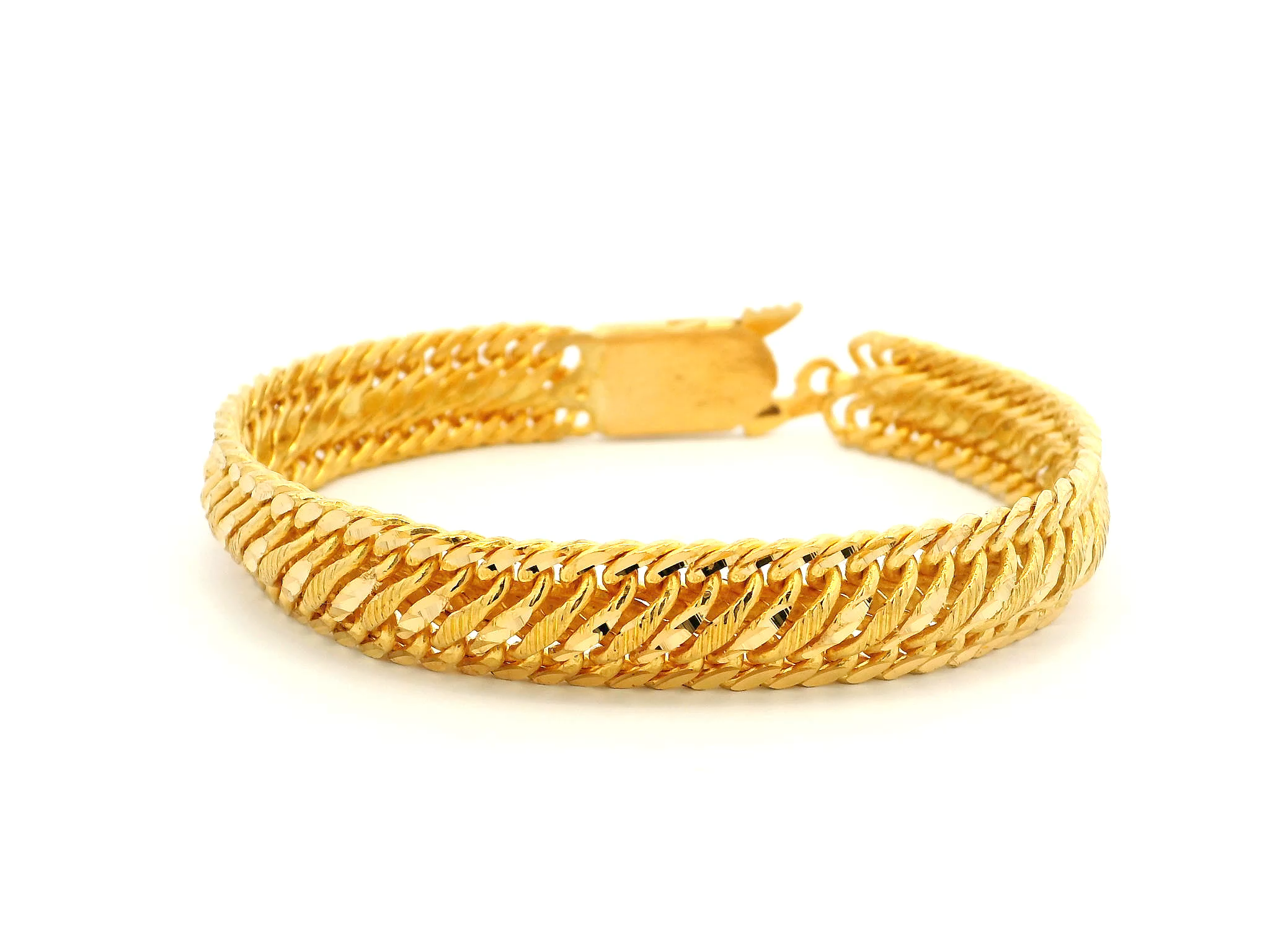 Elegant 22ct Gold Intertwine Gents Bracelet with Secure U Clasp – Timeless Luxury for Men