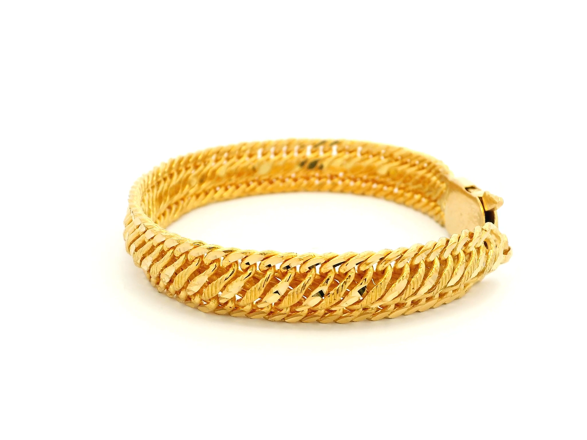 Elegant 22ct Gold Intertwine Gents Bracelet with Secure U Clasp – Timeless Luxury for Men