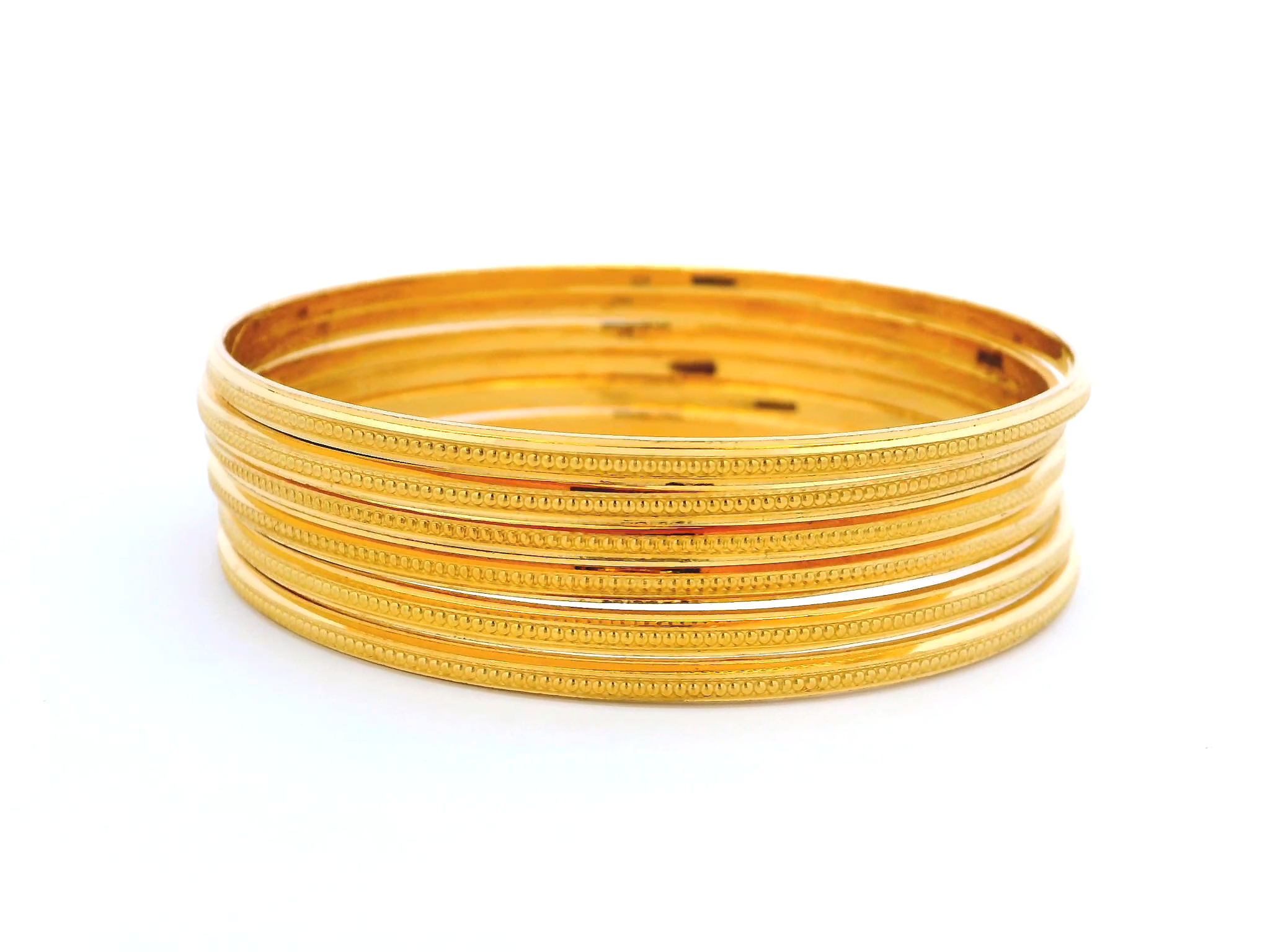 Set of Six 22ct Gold Bangles with Elegant Milgrain Design – Timeless Gold Jewellery Set