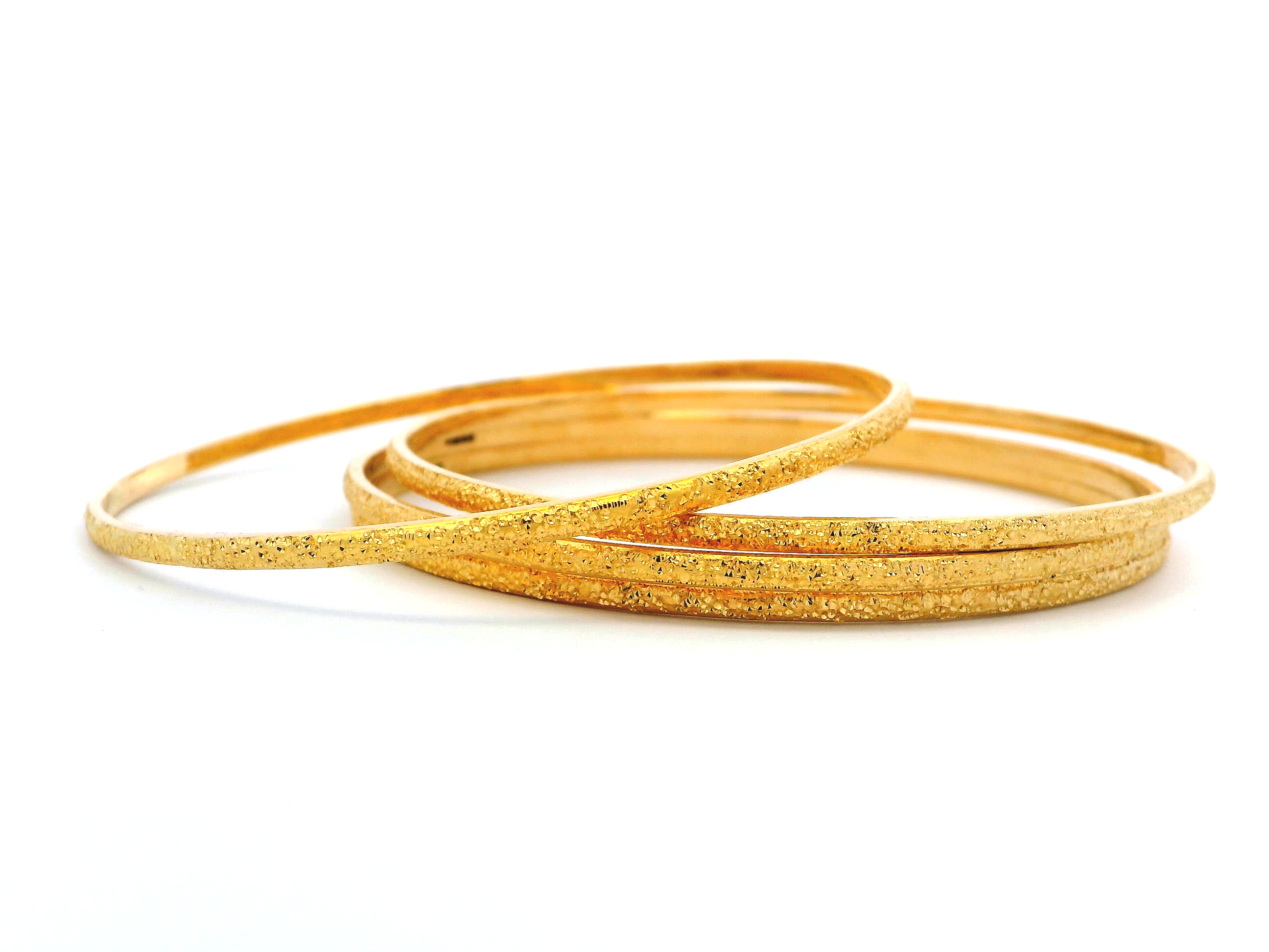 Set of Four 22ct Gold Bangles with Milgrain Design – Elegant Gold Bangle Set for Every Occasion