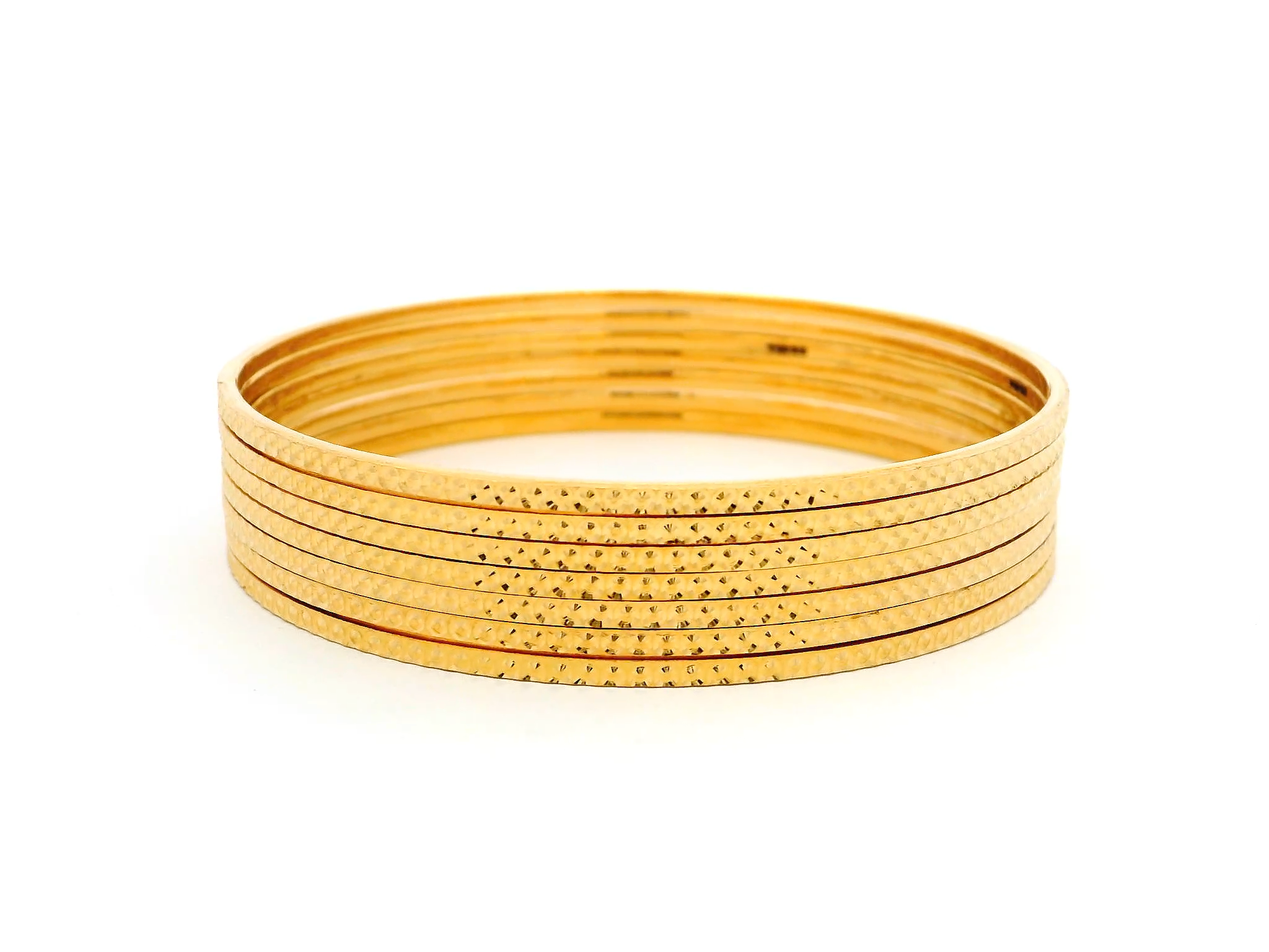 Set of Seven 22ct Gold Bangles with Exquisite Milgrain Design – Premium Gold Bangle Set