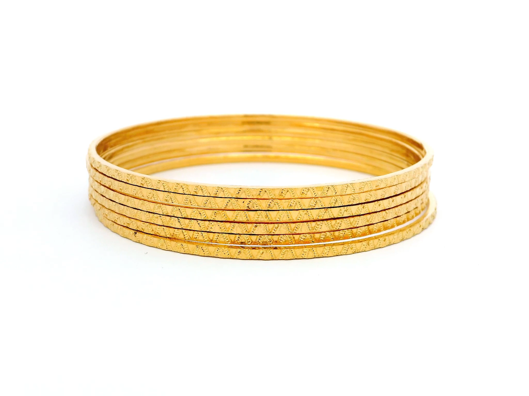 Set of Six 22ct Gold Bangles with Milgrain Design – Classic and Elegant Gold Bangle Set