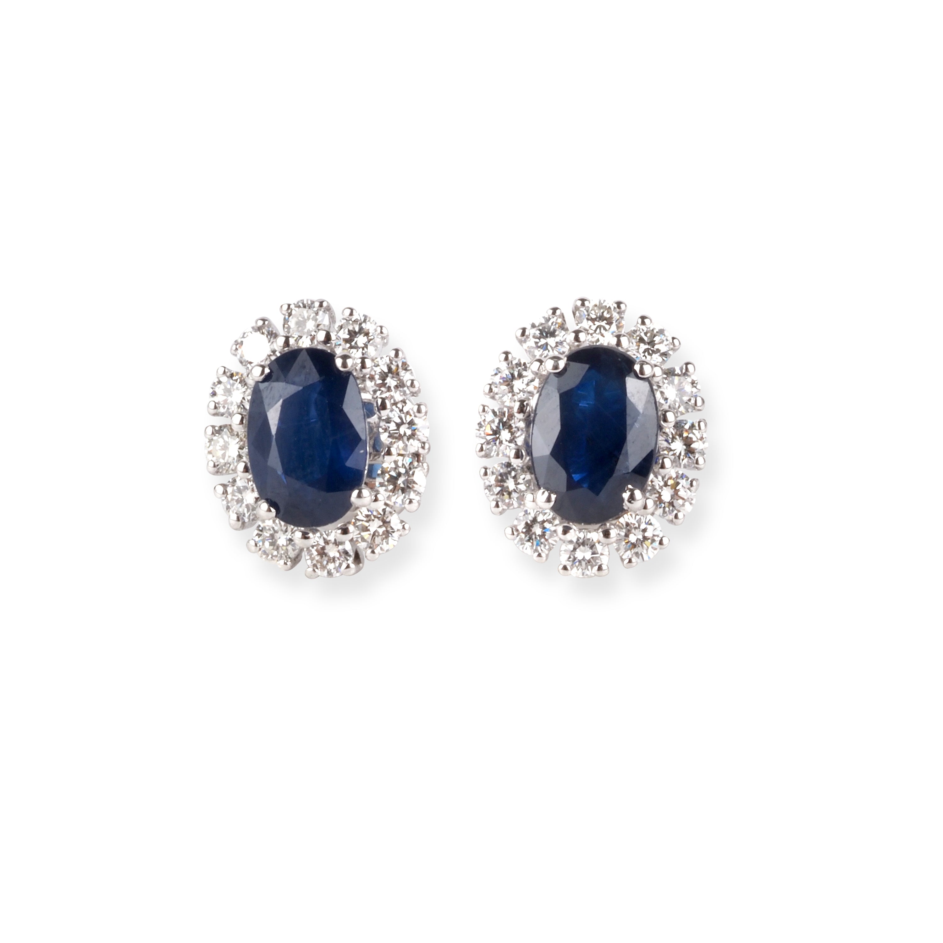 18kt witgoud met diamanten en blauwe saffierhanger Suite.