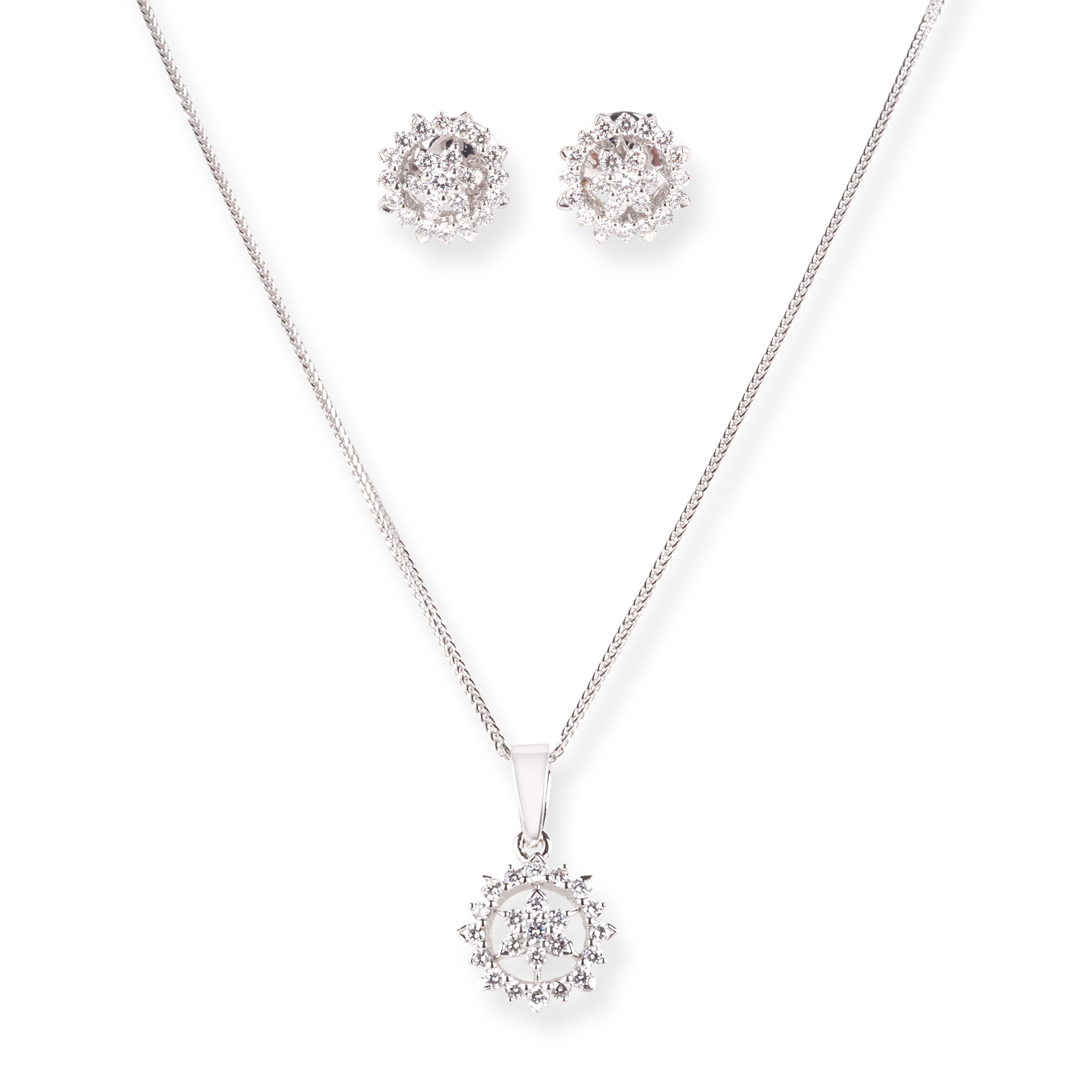 18ct White Gold with Diamonds Pendant Suite.