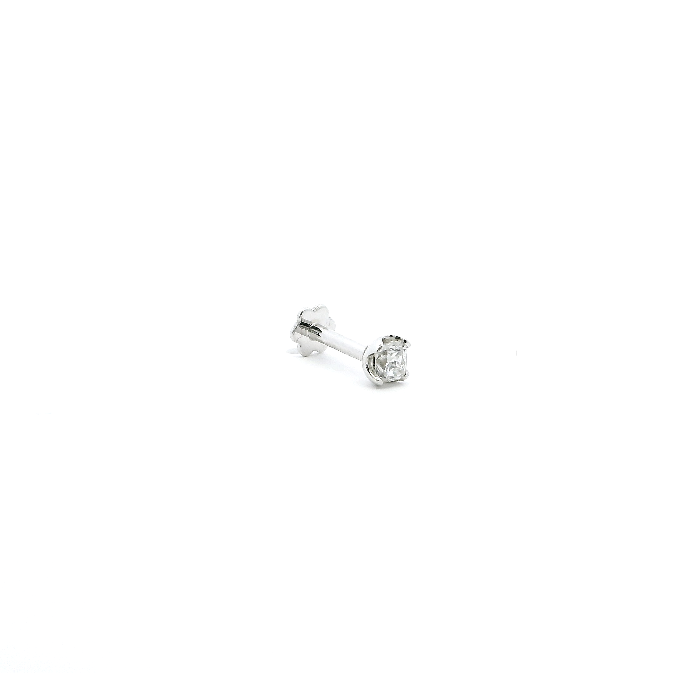 18ct White Gold Princess-Shaped Diamond Screw Back Nose Stud