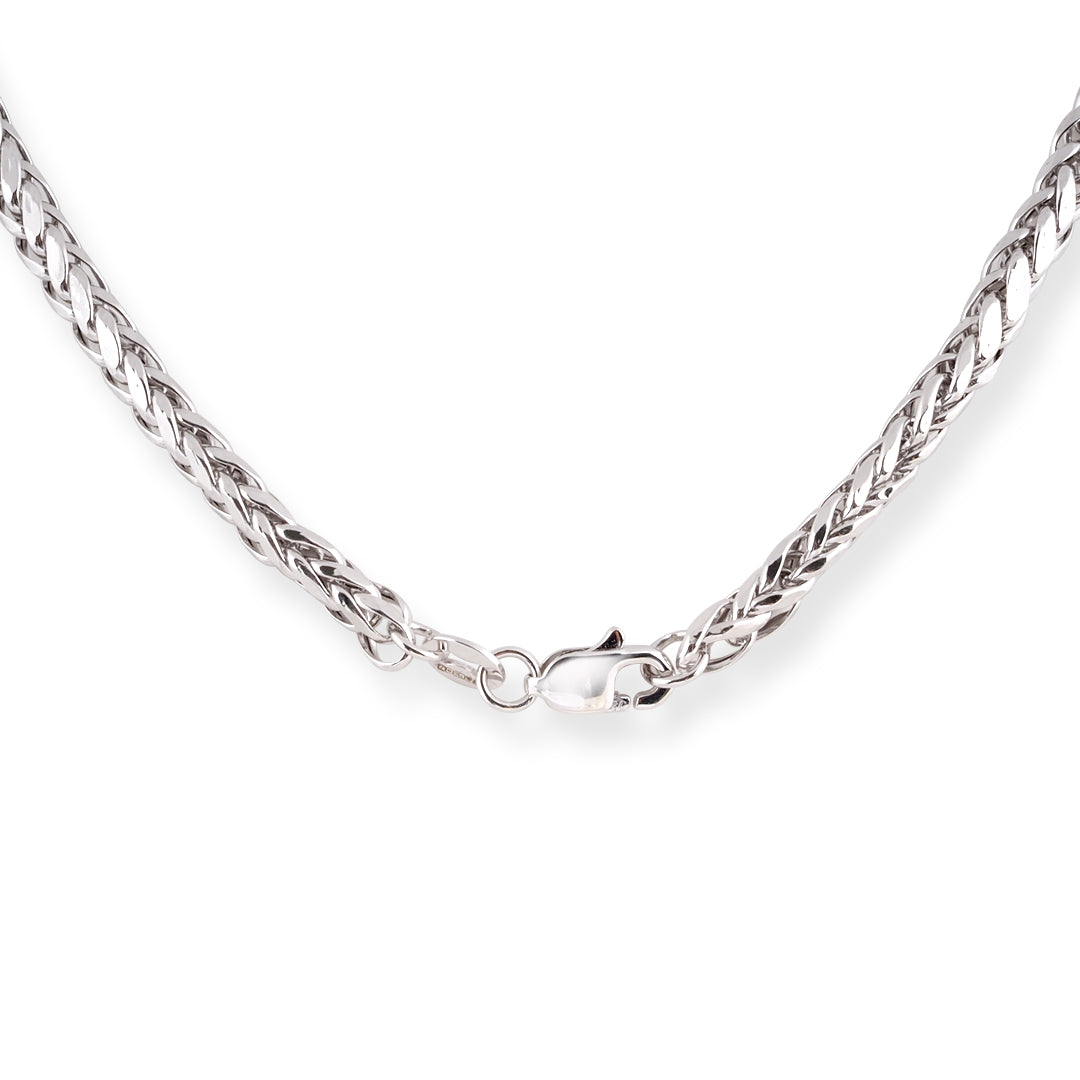 18ct White Gold Round Foxtail Chain with Lobster Clasp C-7050