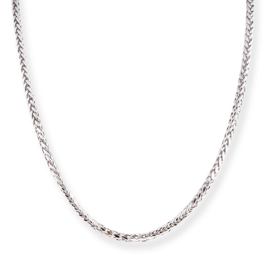 18ct White Gold Round Foxtail Chain with Lobster Clasp C-7050