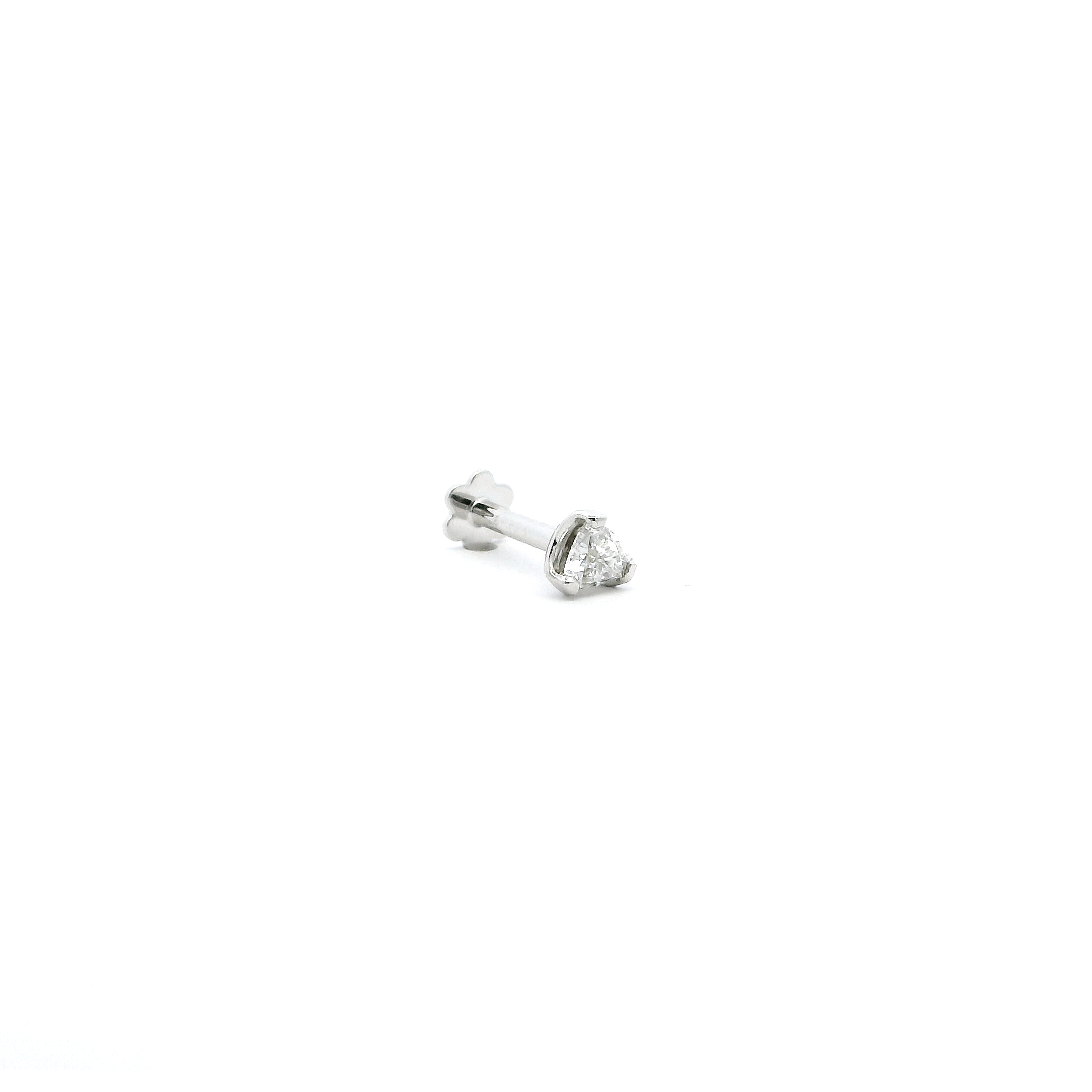 18ct White Gold Trillion-Shaped Diamond Screw Back Nose Stud