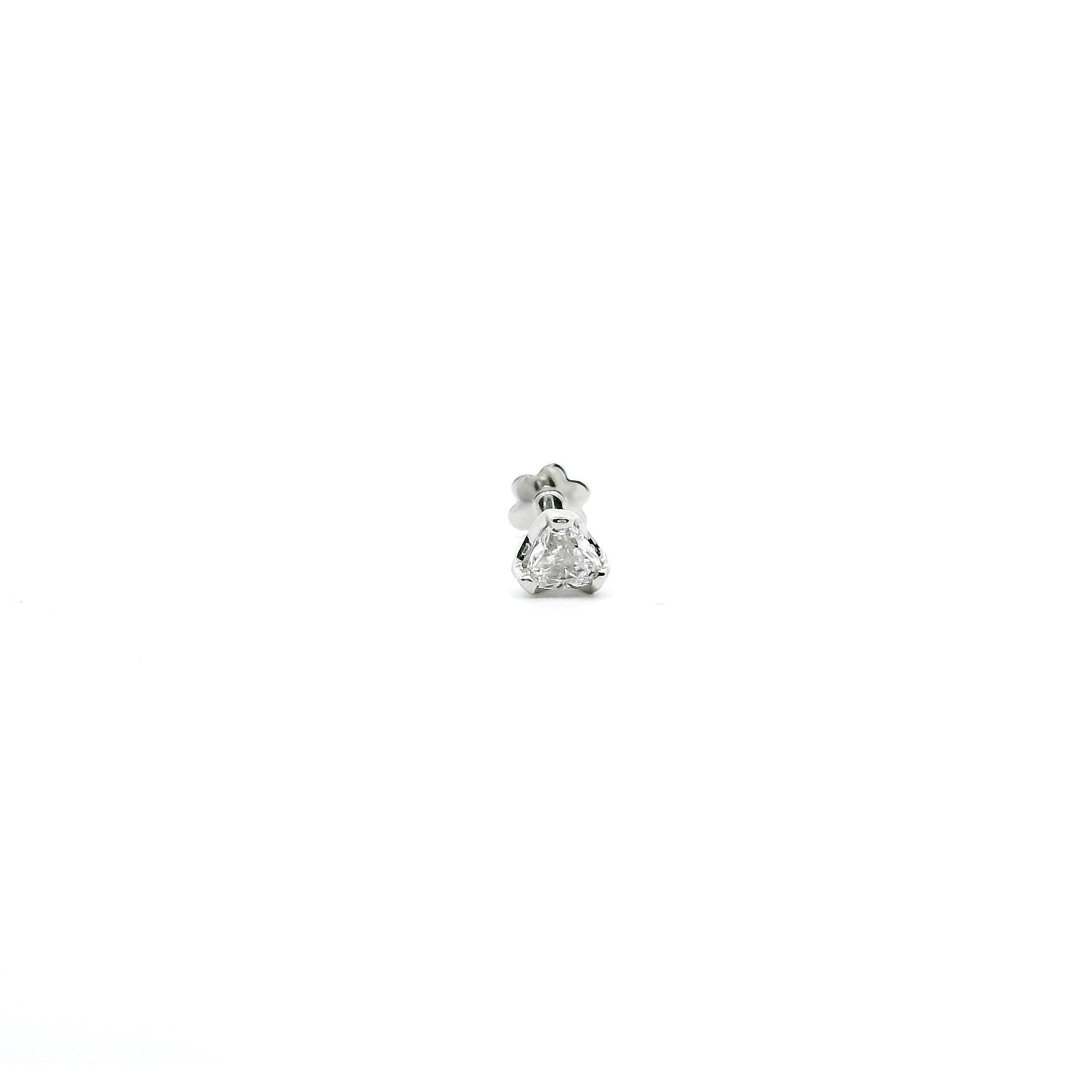 18ct White Gold Trillion-Shaped Diamond Screw Back Nose Stud