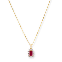 18ct Yellow Gold Diamond and Ruby Pendant Suite CH-11196 MCS7685 MCS7686 - Minar Jewellers