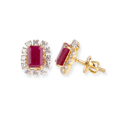 18ct Yellow Gold Diamond and Ruby Pendant Suite CH-11196 MCS7685 MCS7686 - Minar Jewellers