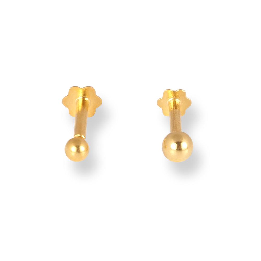 18ct Yellow Gold Screw Back Nose Stud with Gold Ball Design NS 3480 2