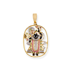 18ct Yellow Gold Shreenathji Pendant with Diamonds, Rubies and Emeralds MCS7699 - Minar Jewellers