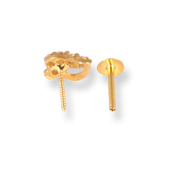 18ct Yellow Gold Screw Back Drop Nose Stud with Cubic Zirconia Stones NS-4540a - Minar Jewellers