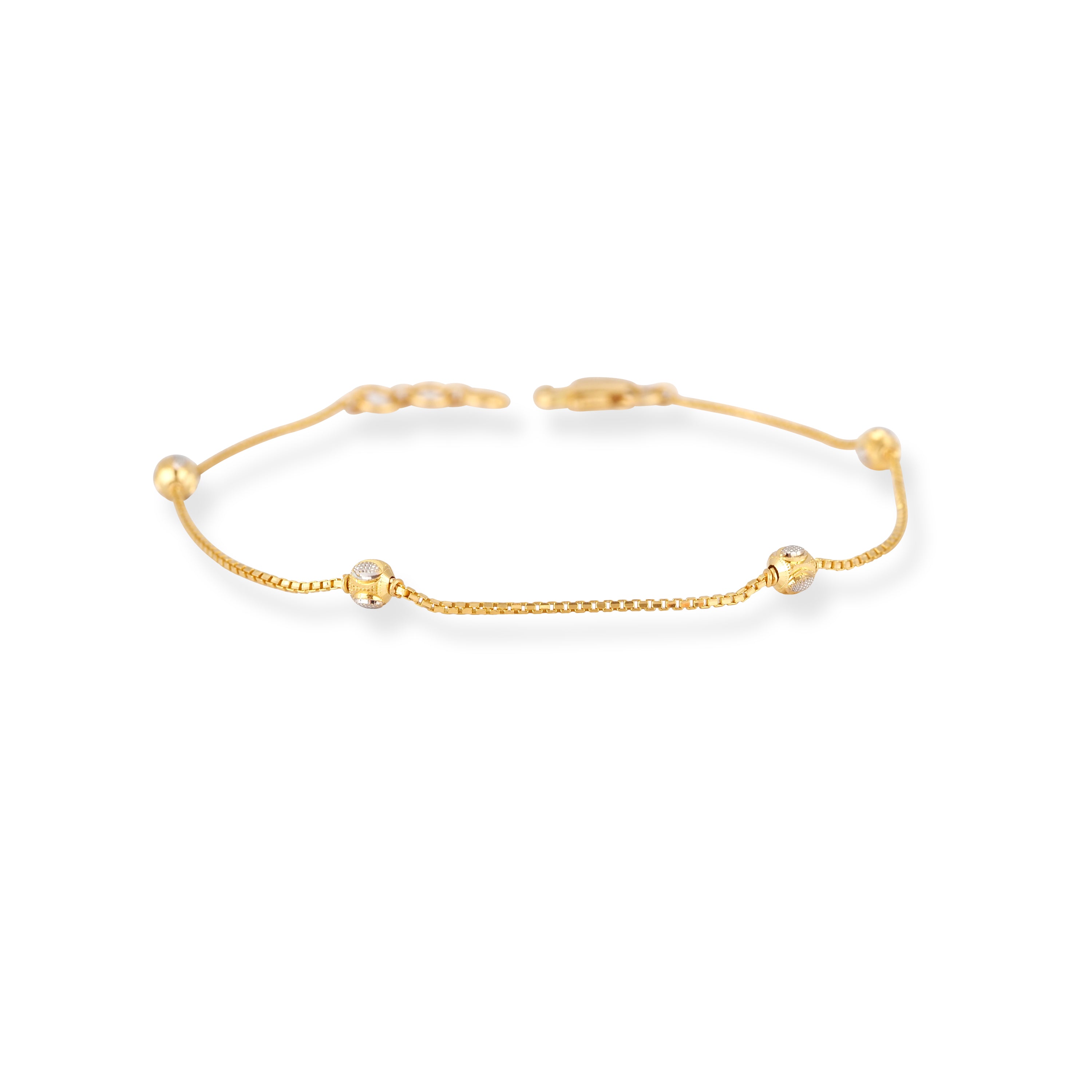 22ct Gold Beaded Bracelet with Rhodium Plating and Lobster Clasp