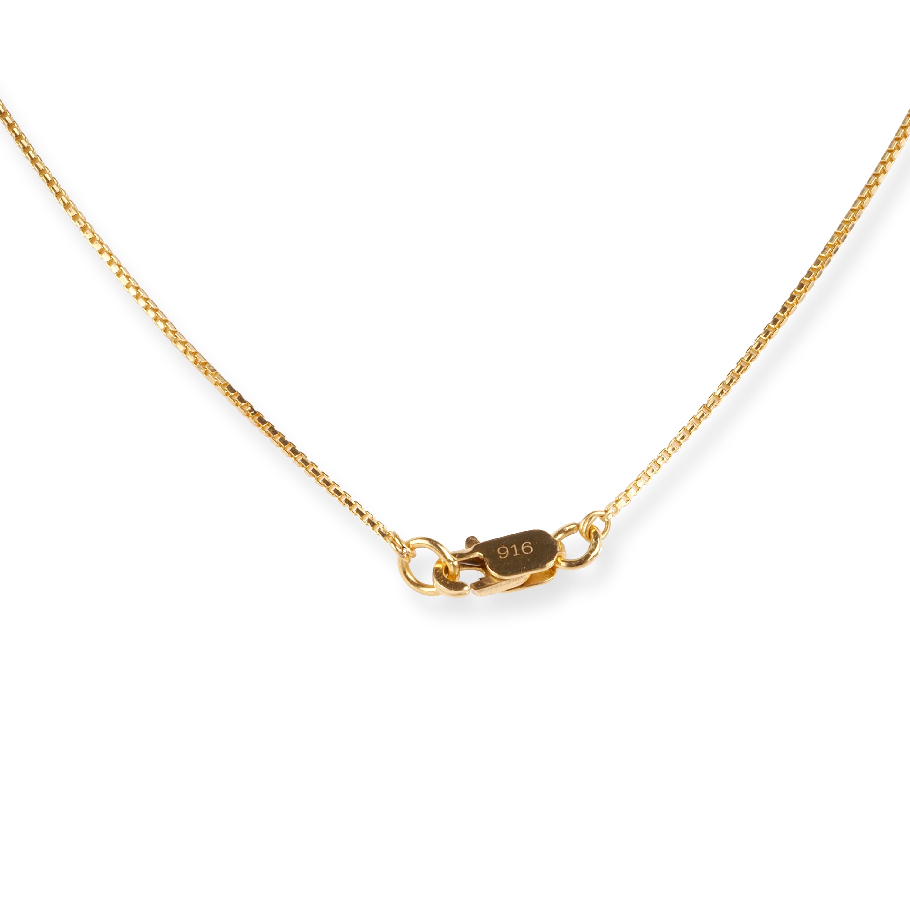 22ct Gold Box Chain with Plain, Rose Gold and Rhodium Plated Diamond Cut Beads and Lobster Clasp C-3799-18