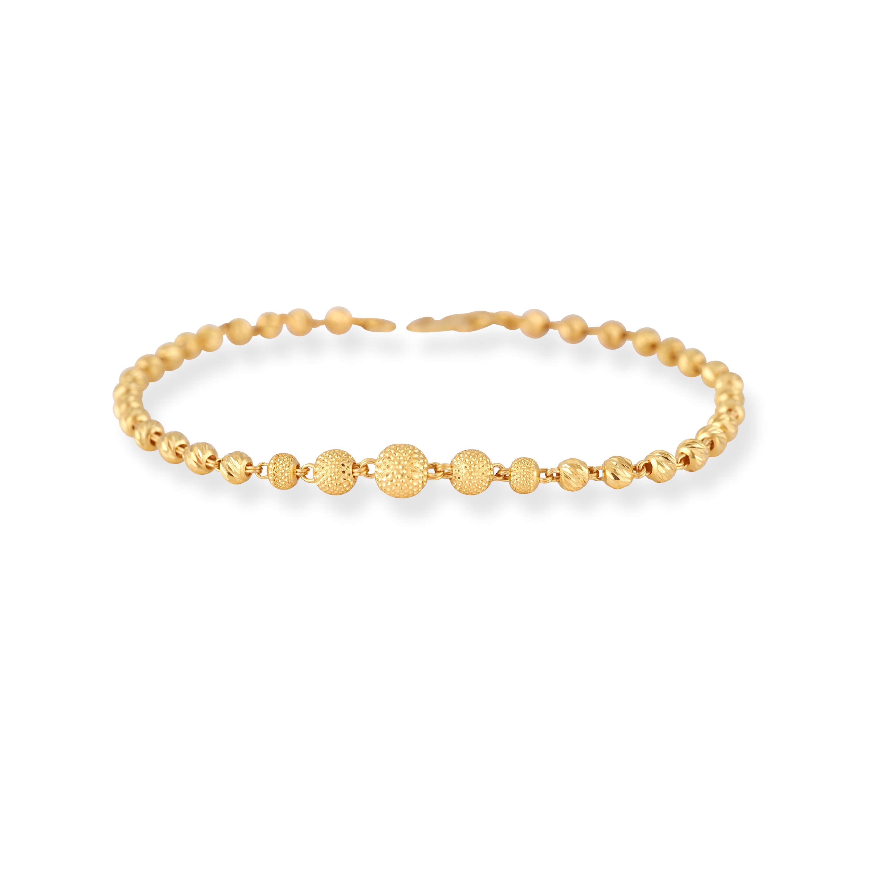 22ct Gold Bracelet with Diamond Cut Beads and S Clasp