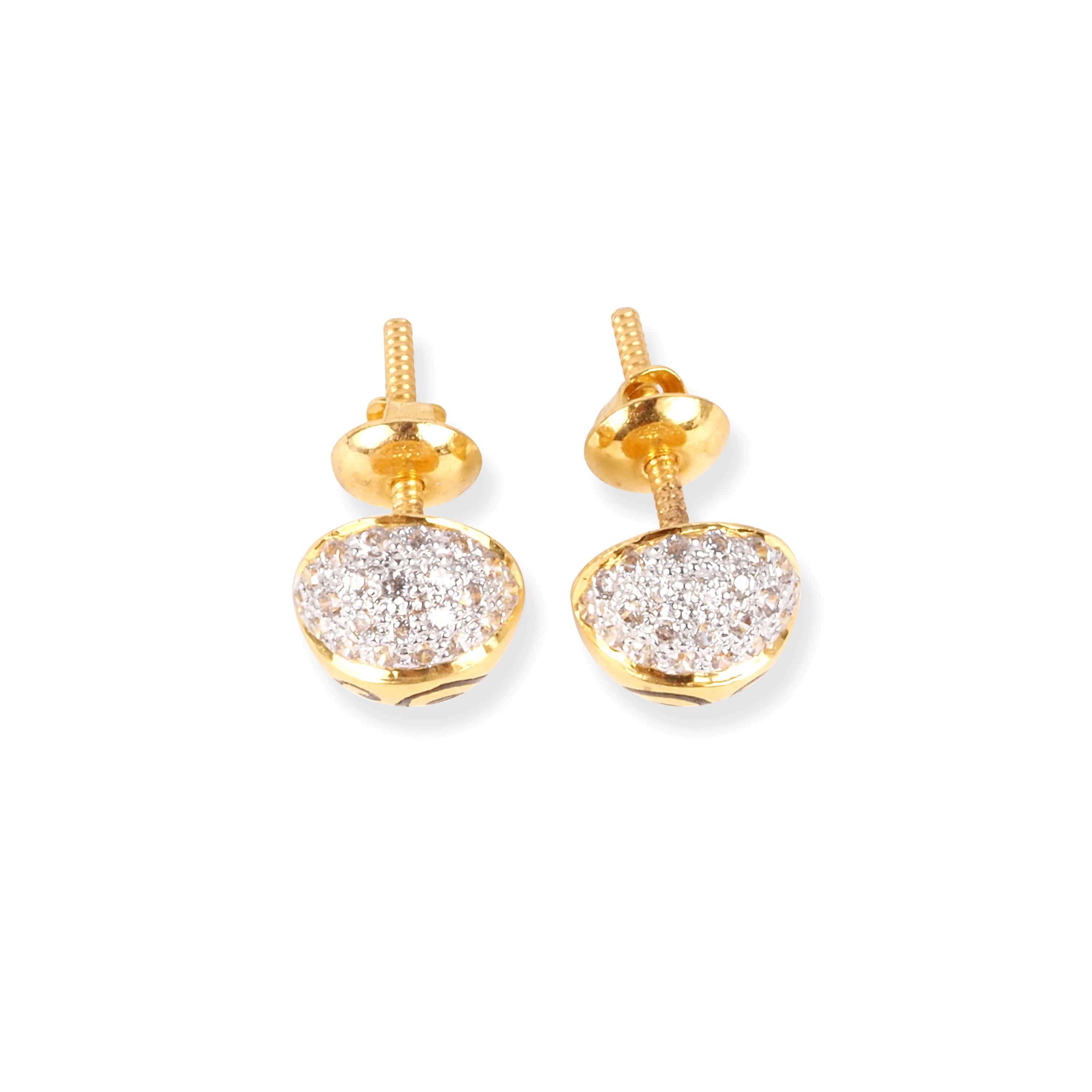 Gold Stud earrings Diamond shaped alloy Zircon clip-on top stud earrings with semi-p