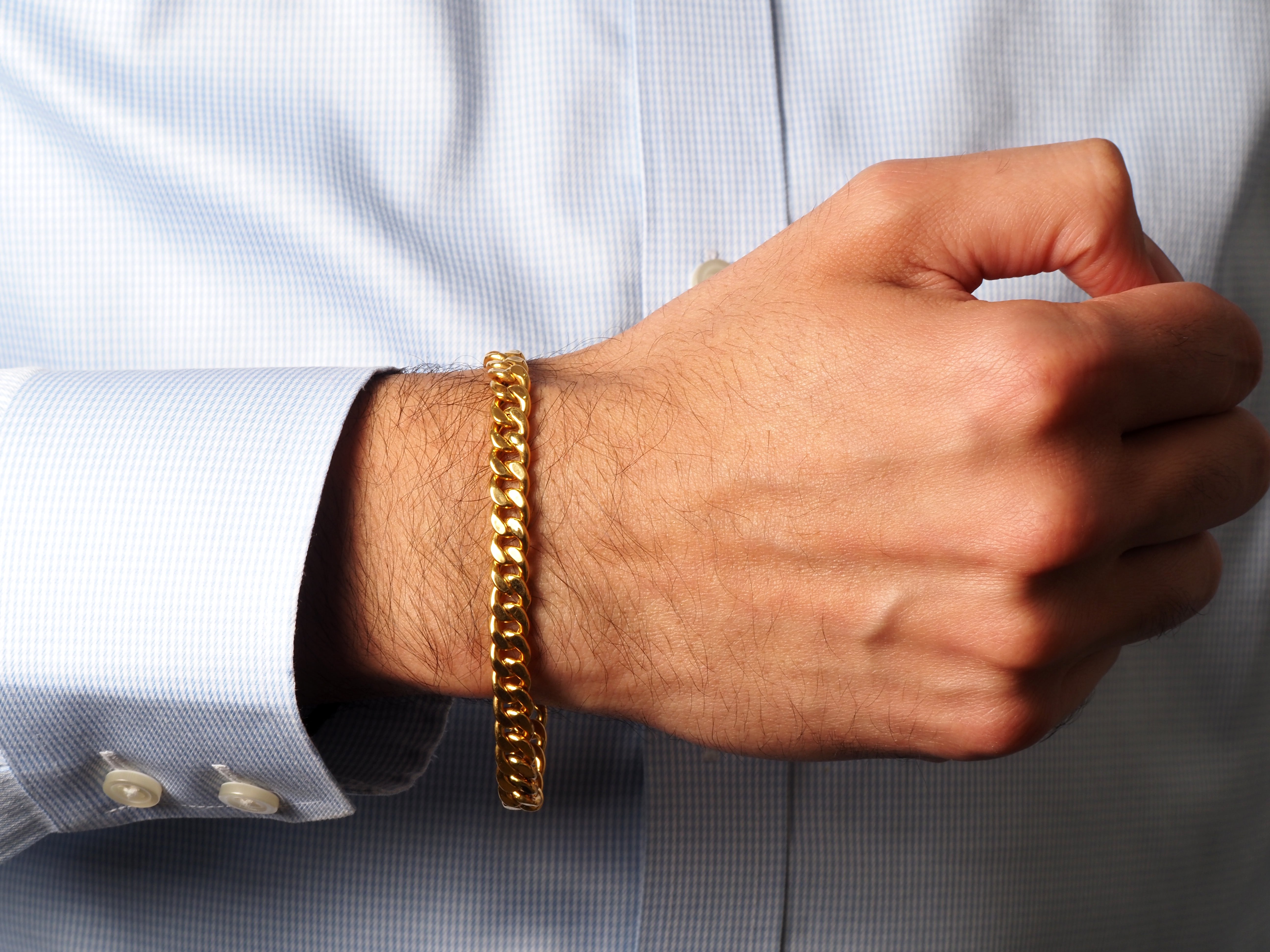 Mens gold curb link bracelet deals