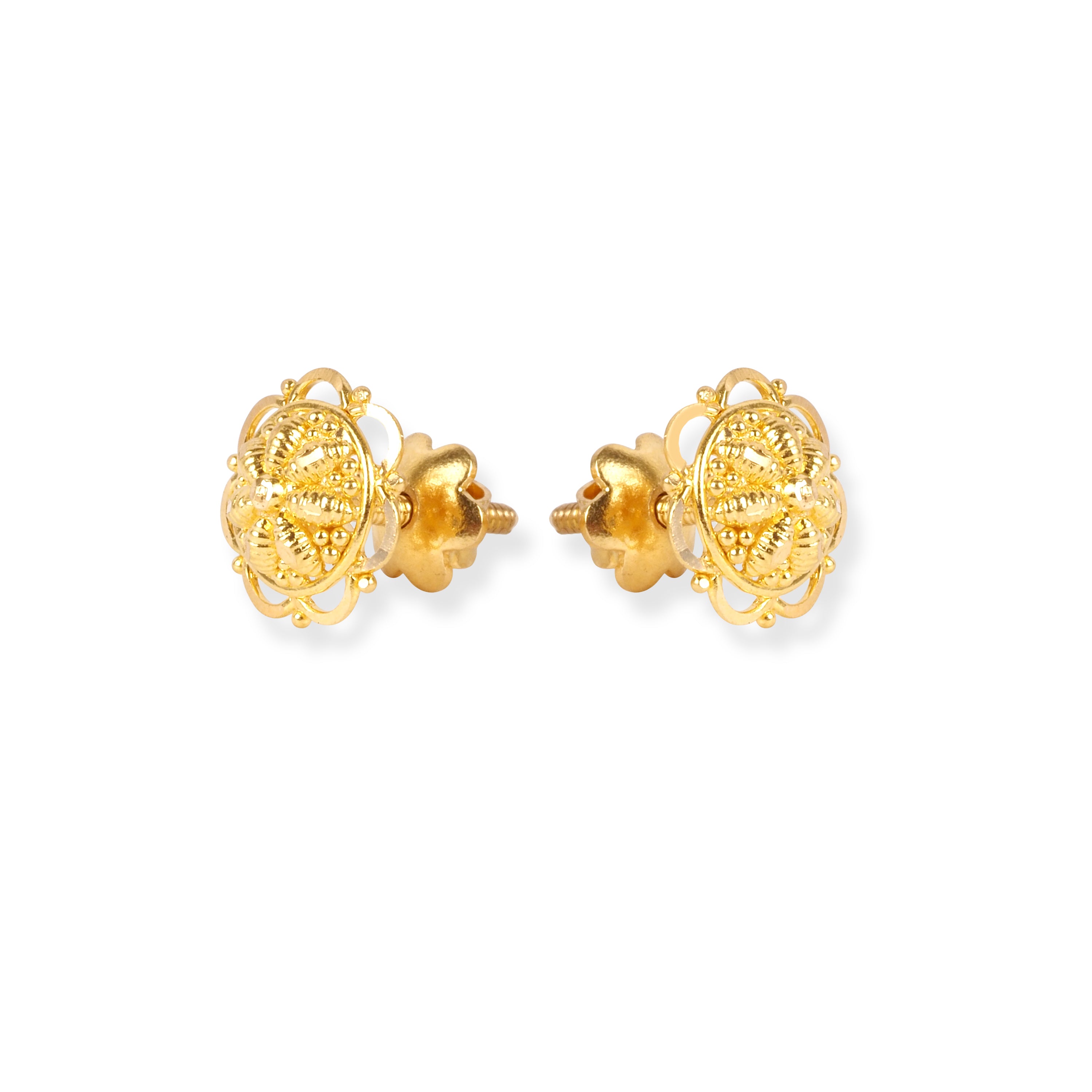 22ct Gold Stud Earrings with Filigree Work Design