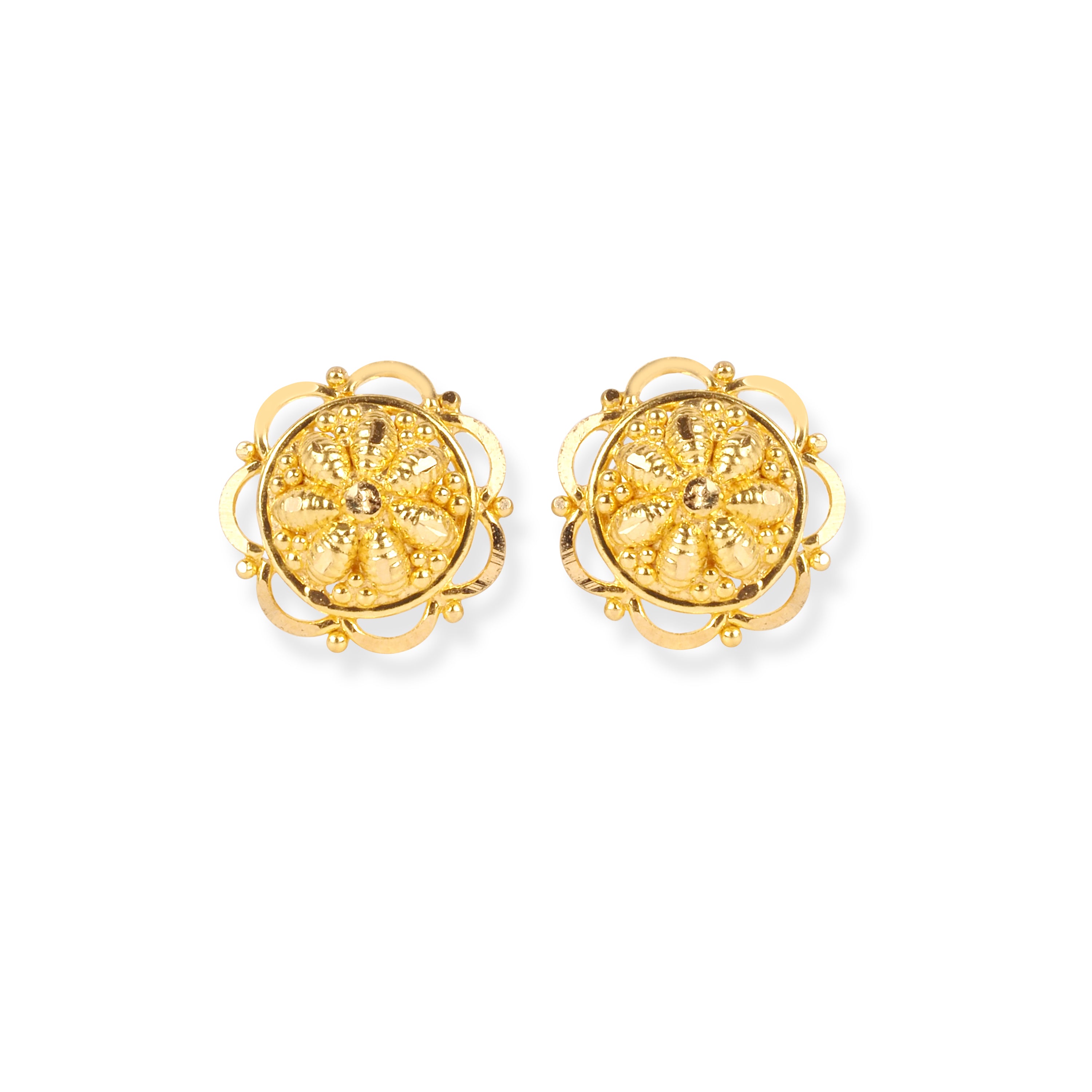 22ct Gold Stud Earrings with Filigree Work Design