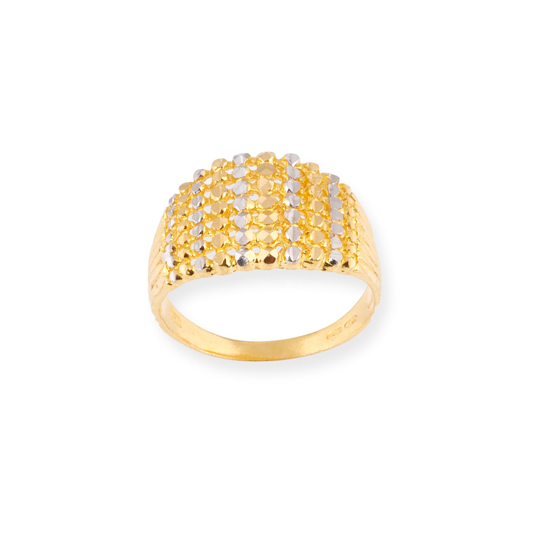 22ct Gold Filigree Ring with Rhodium Design LR-8675