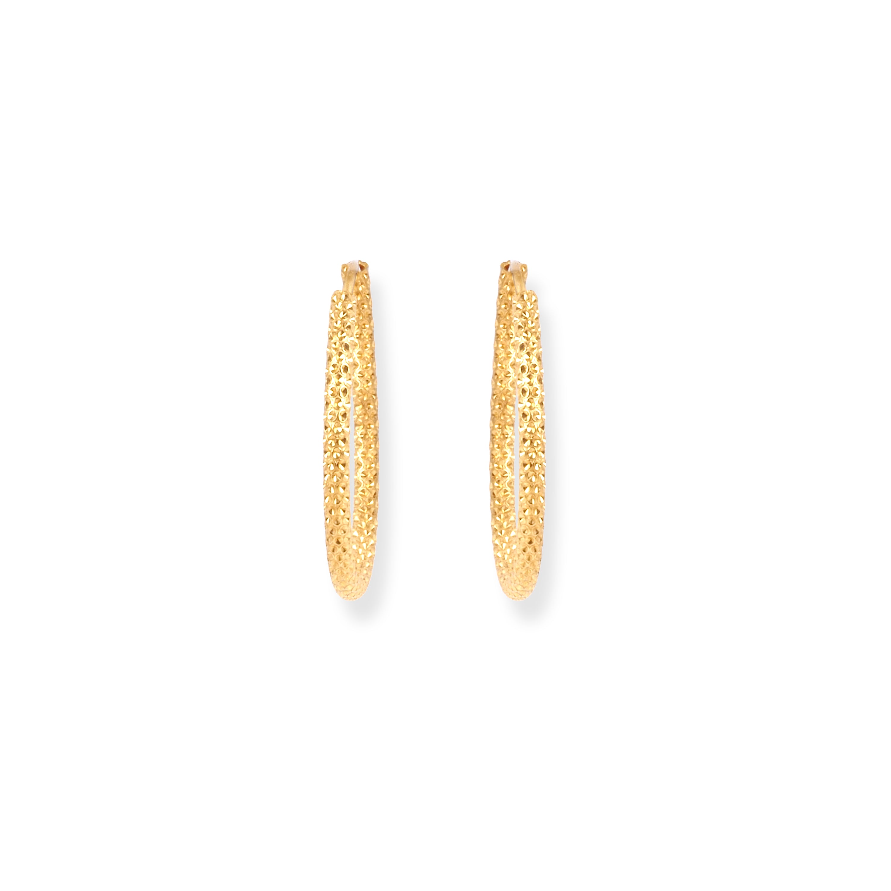 22ct Gold Hoop Earrings with Diamond Cut Finish