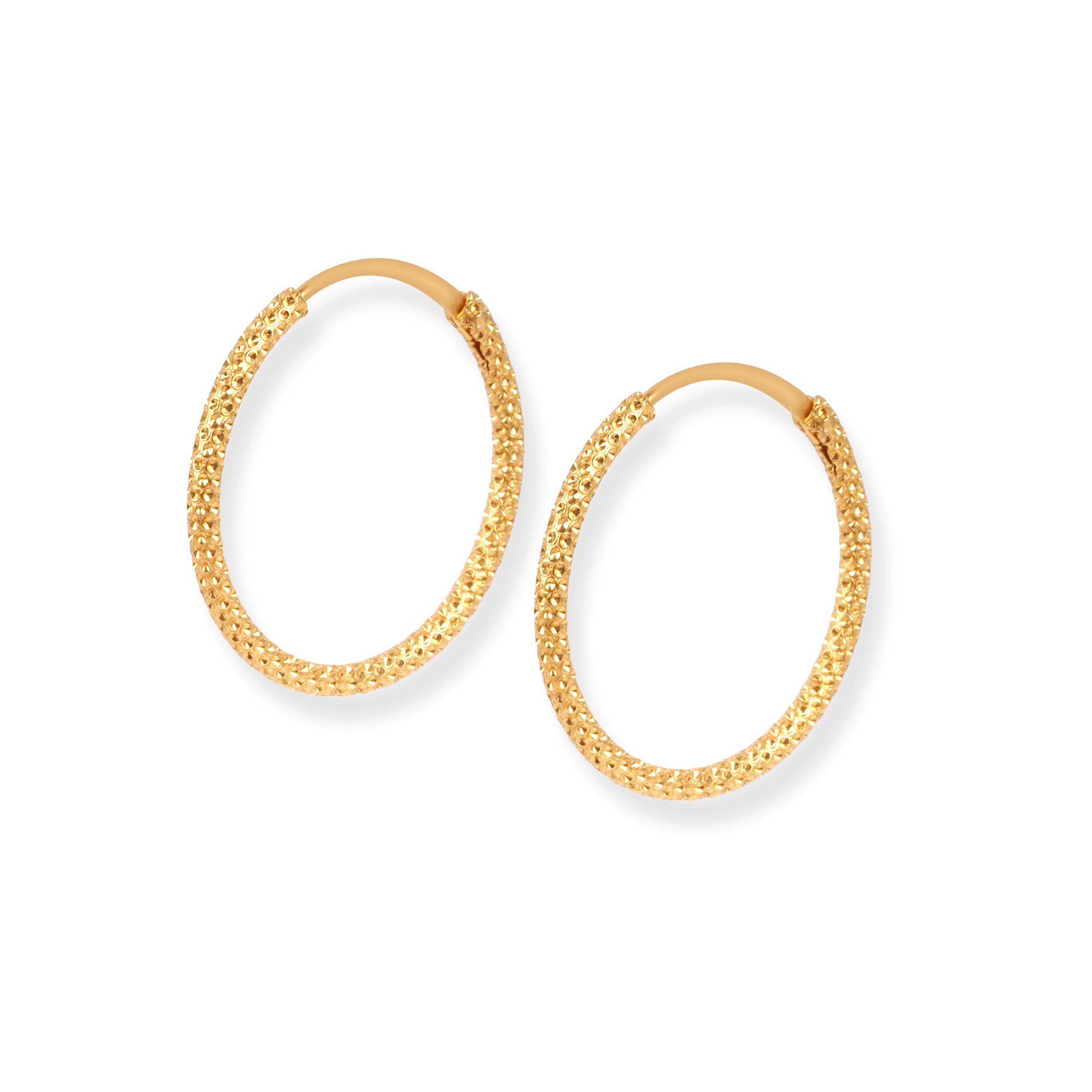 22ct Gold Hoop Earrings with Diamond Cut Finish