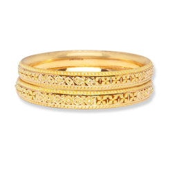 22ct Gold Pair of Bangles with Filigree Work & Comfort fit Finish B-8555 - Minar Jewellers