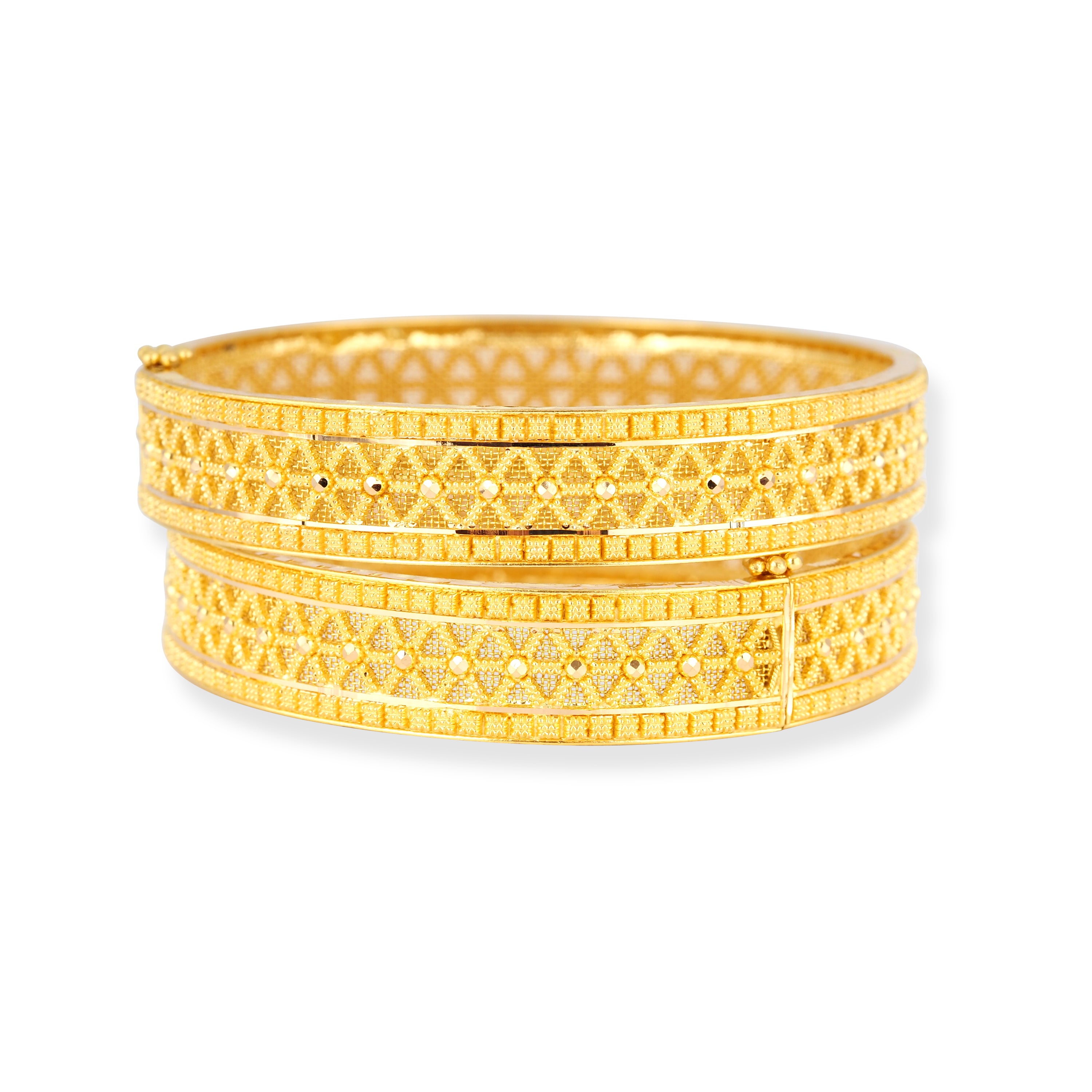 Pair of 22ct Gold Openable Bangles with Filigree Design