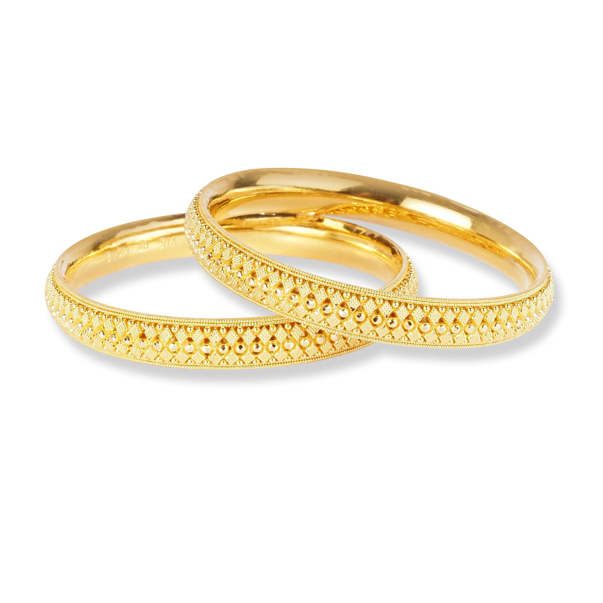 22ct Gold Set of Two Bangles with Filigree Work in Comfort Fit Finish B-8547 - Minar Jewellers