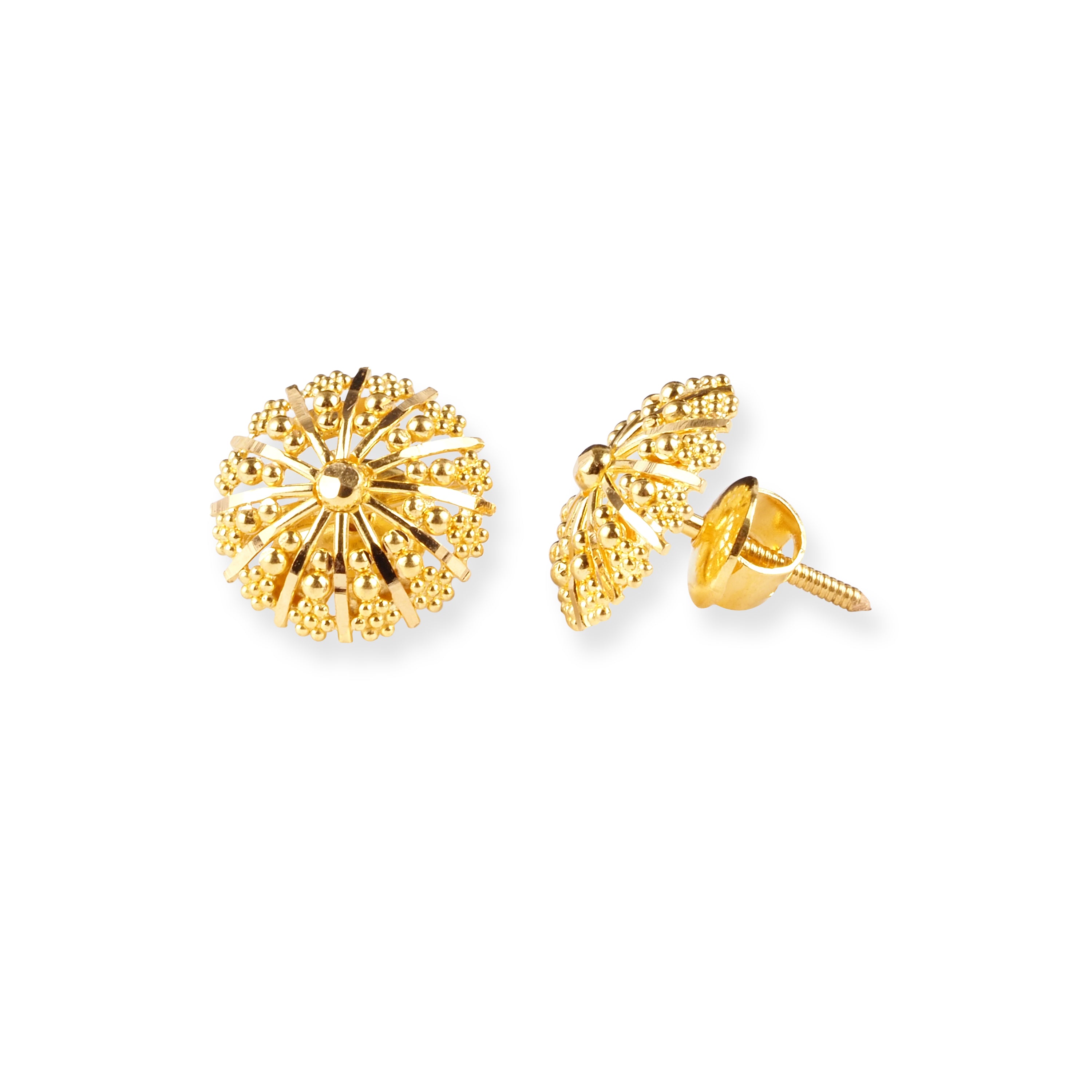 22ct Gold Stud Earrings with Filigree Design E-8780 - Minar Jewellers