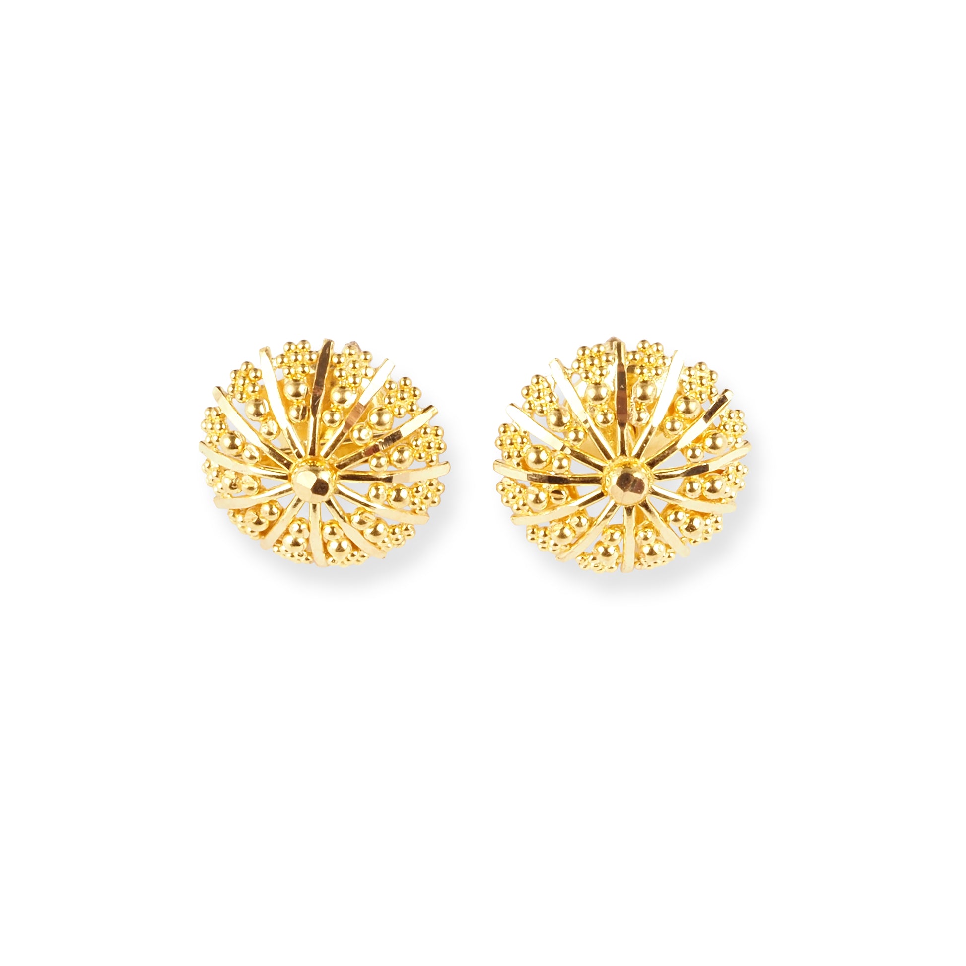 22ct Gold Stud Earrings with Filigree Design E-8780 - Minar Jewellers