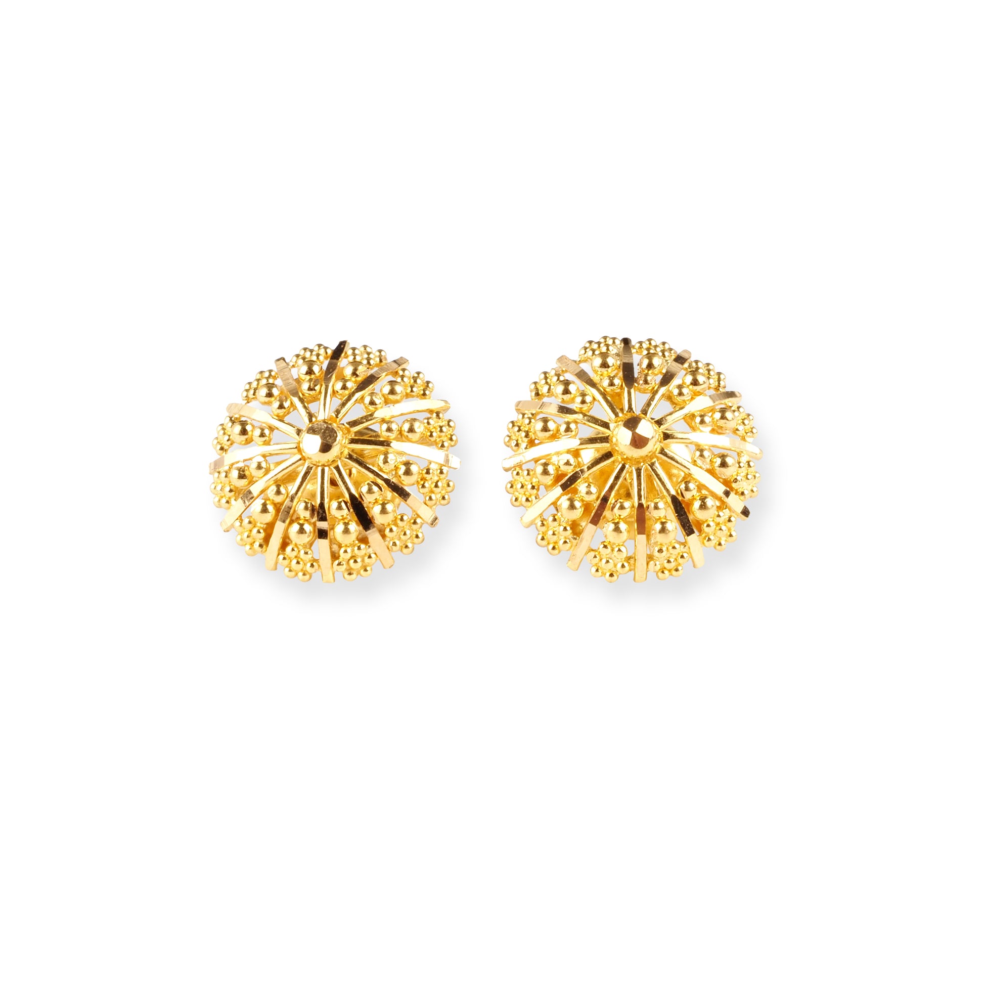 22ct Gold Stud Earrings with Filigree Design E-8780 - Minar Jewellers